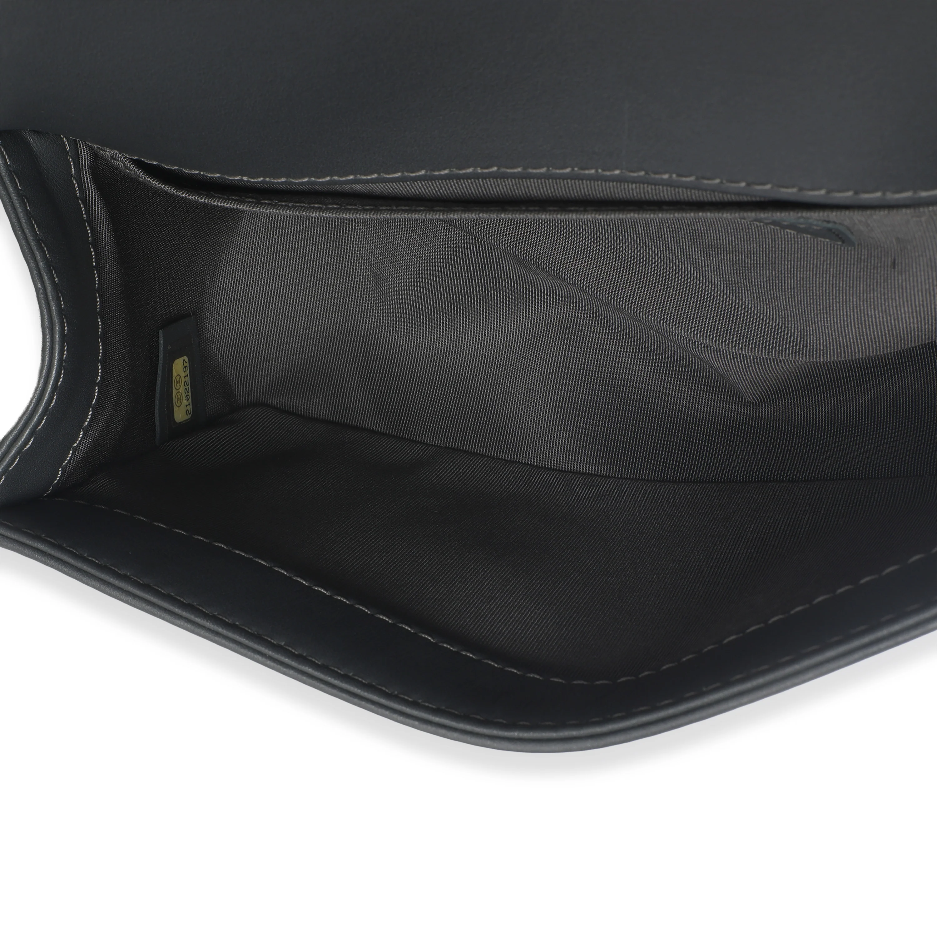 Grey Quilted Calfskin Interwoven Chain Top Handle Boy Bag - Image 9