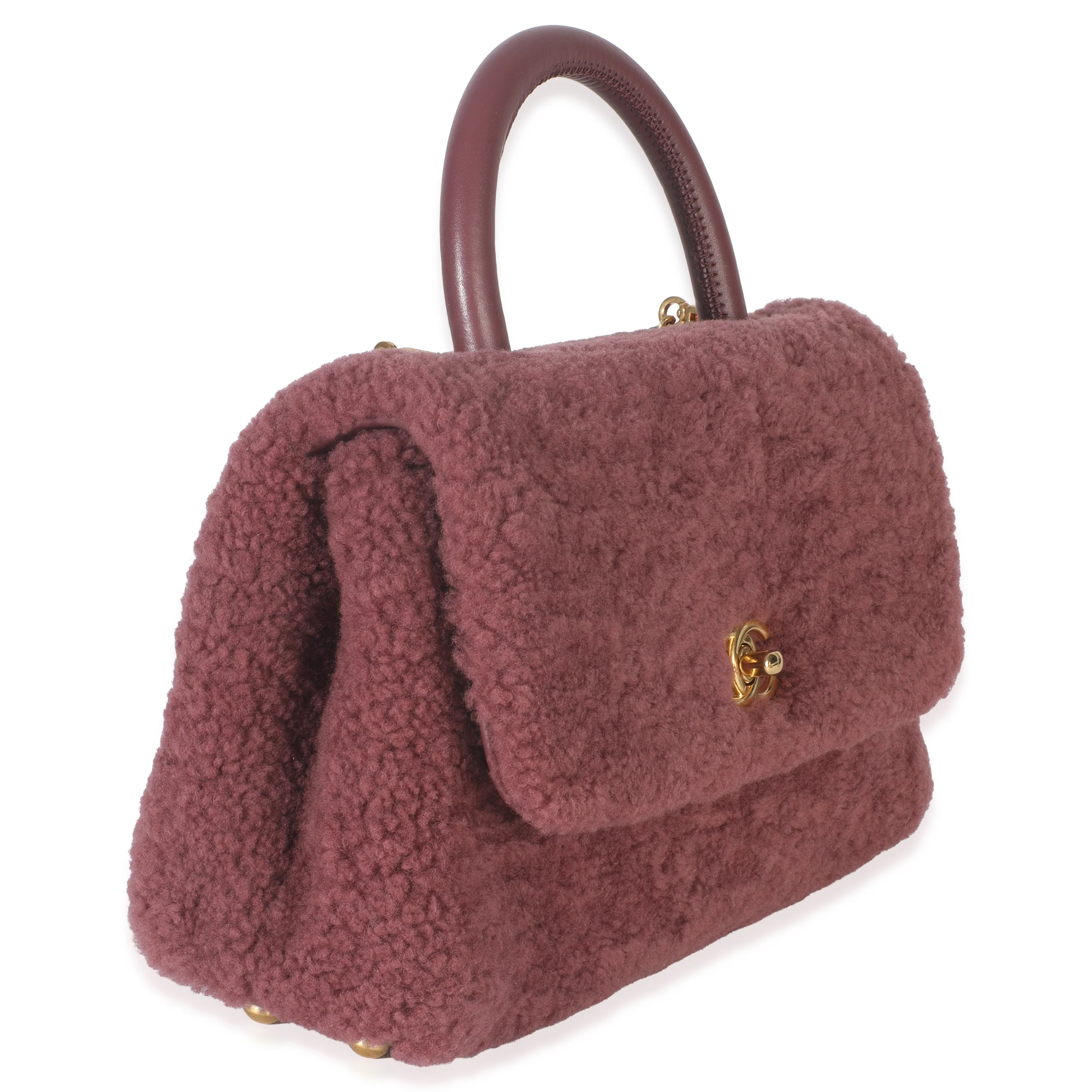Pink Shearling Small Coco Top Handle Bag - Image 2
