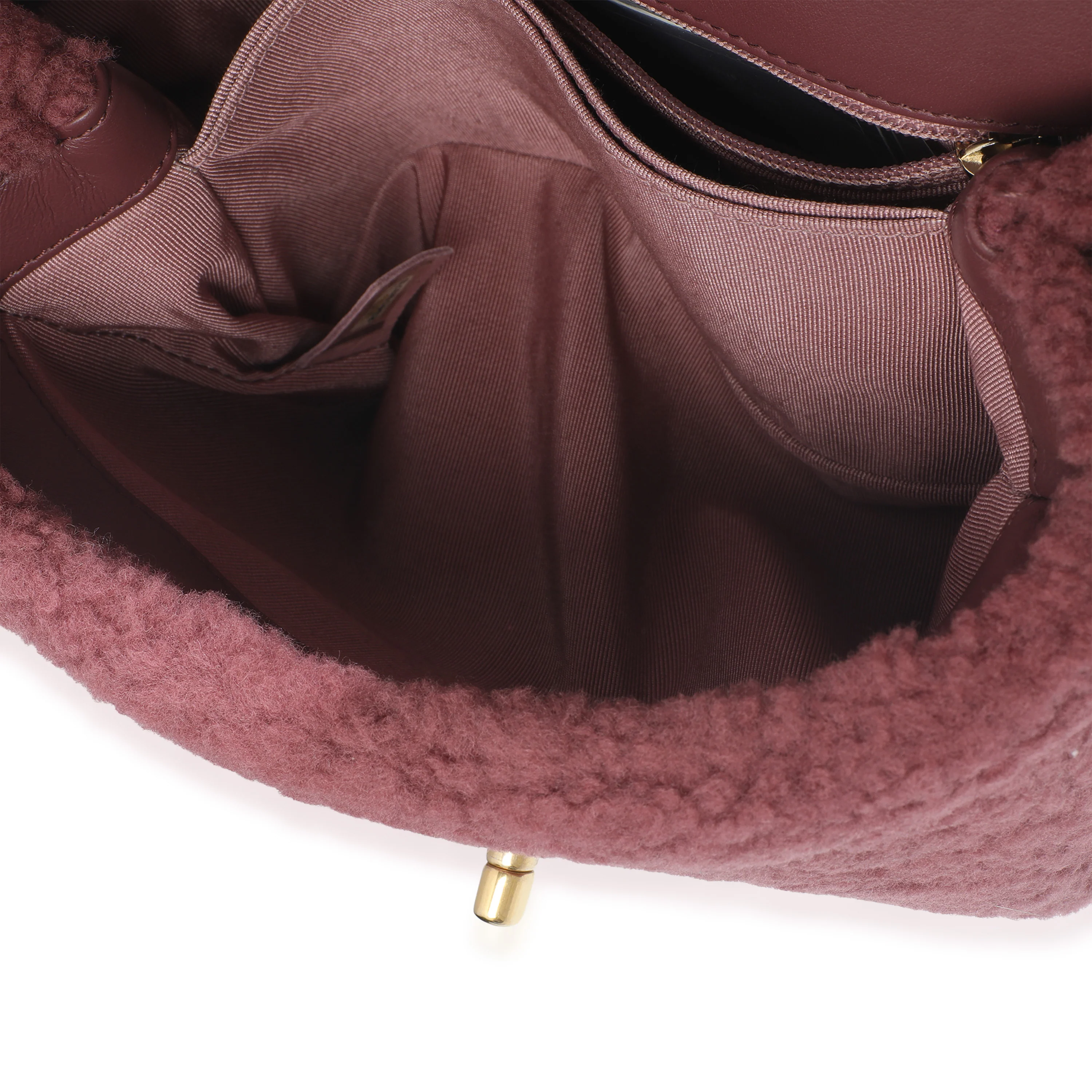 Pink Shearling Small Coco Top Handle Bag - Image 8