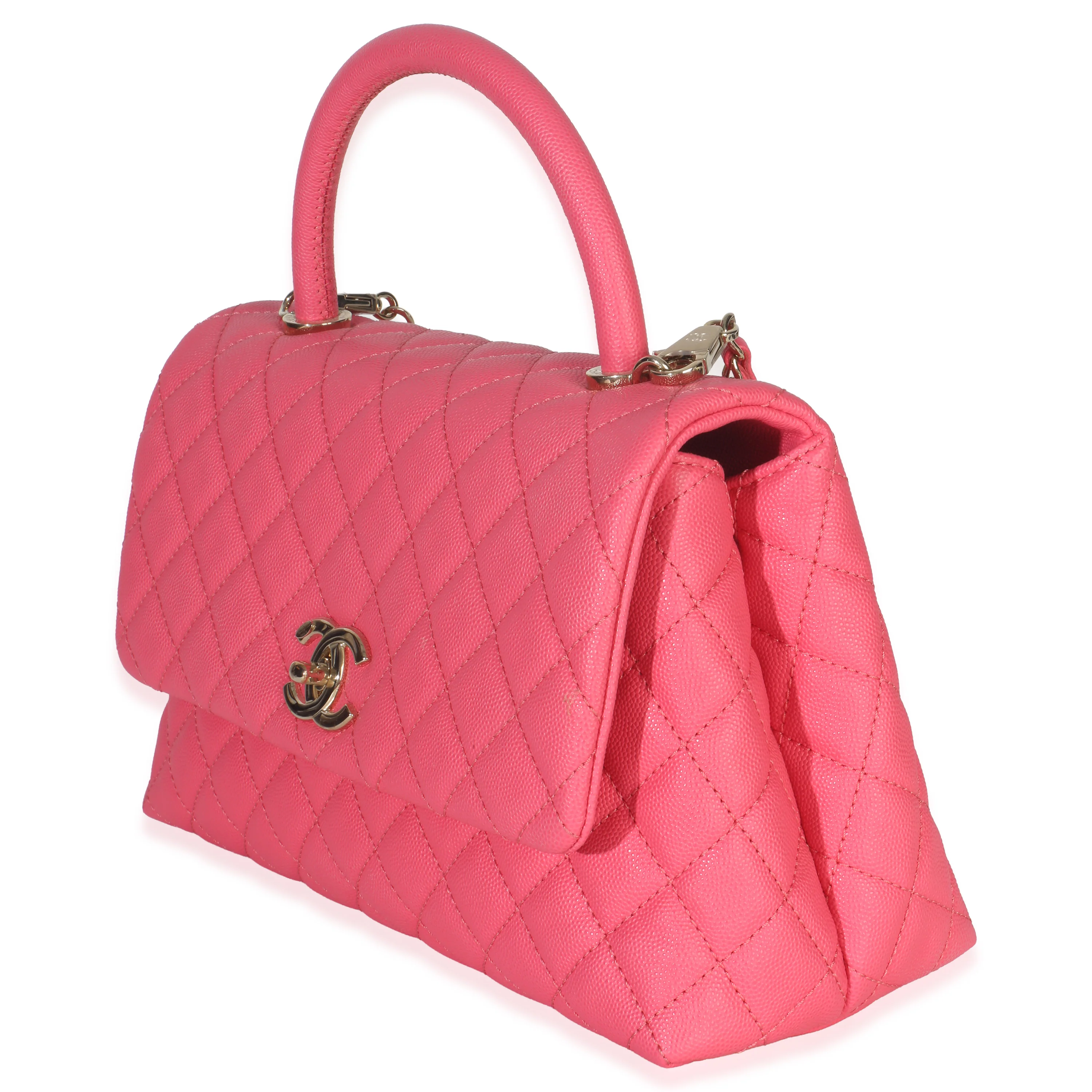 Pink Quilted Caviar Medium Coco Top Handle Flap Bag - Image 2