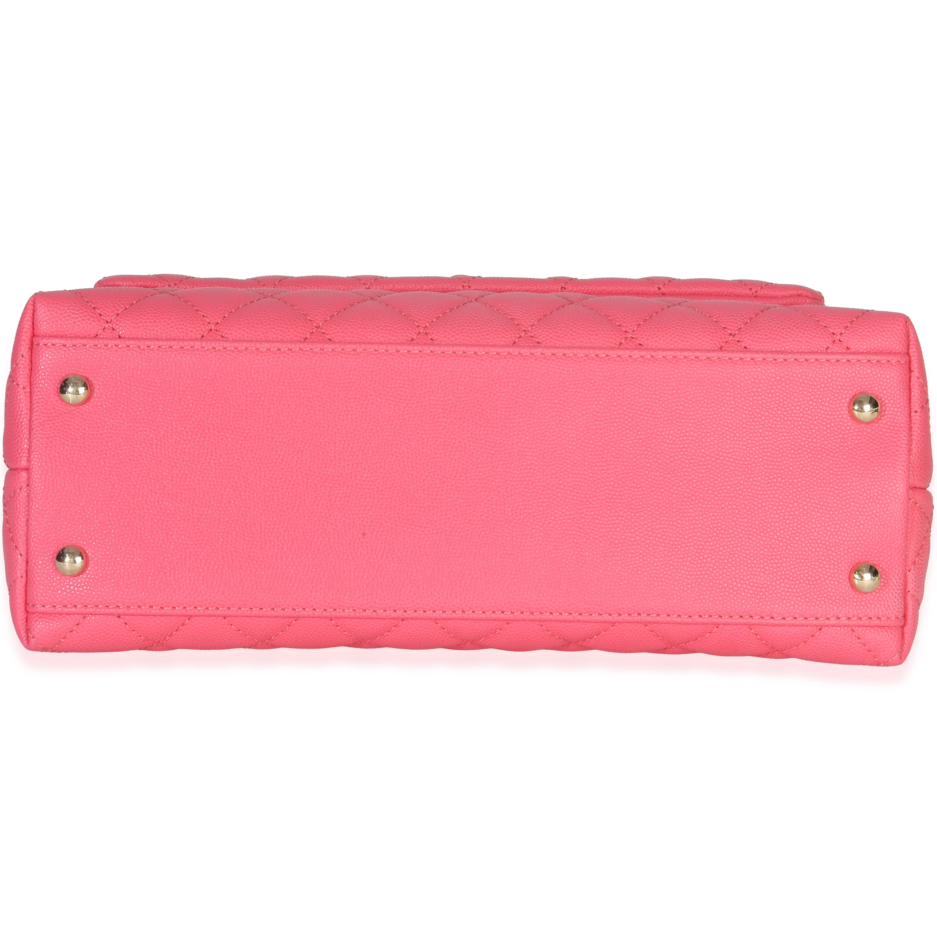 Pink Quilted Caviar Medium Coco Top Handle Flap Bag - Image 5