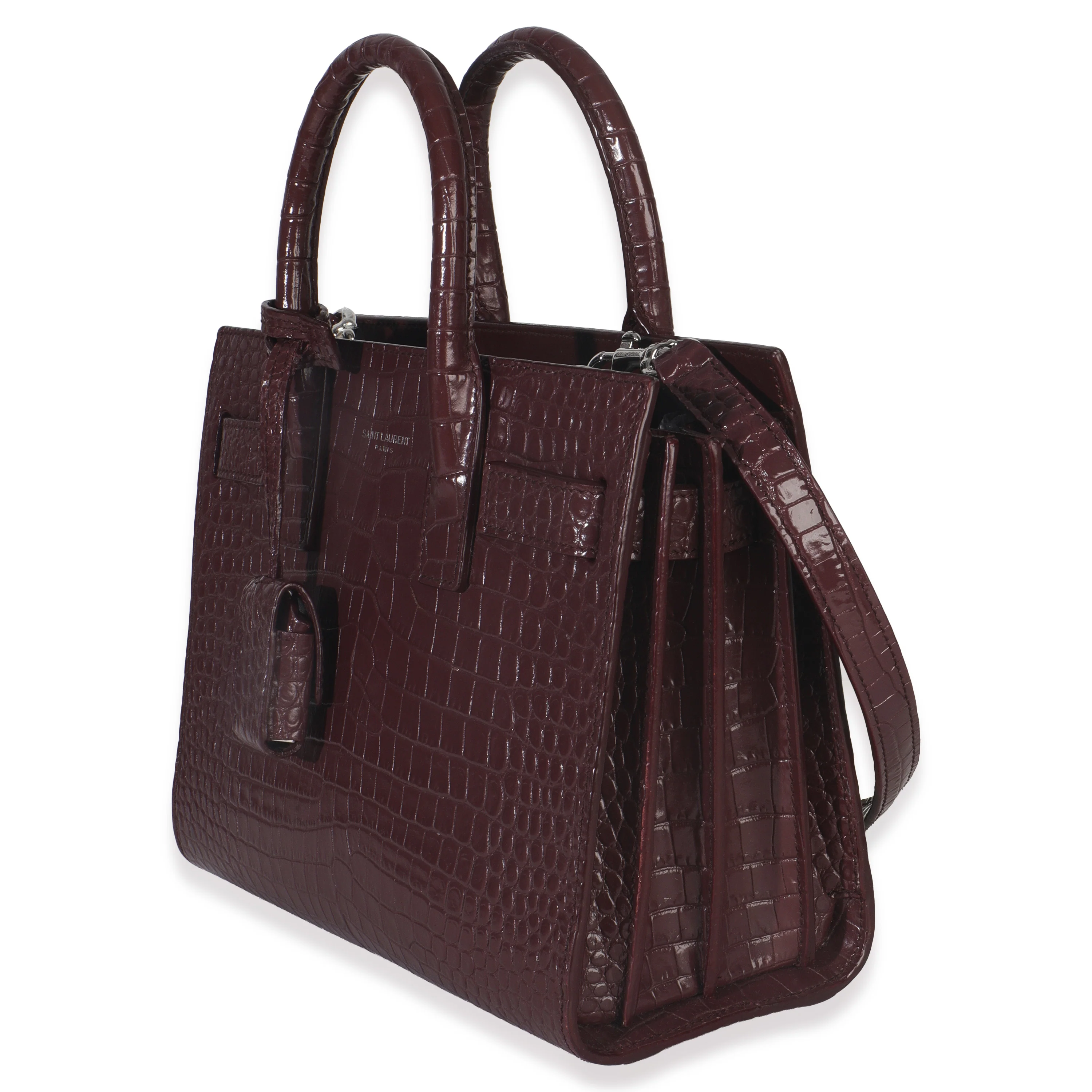 Bordeaux Crocodile Embossed Calfskin Nano Sac De Jour - Image 2