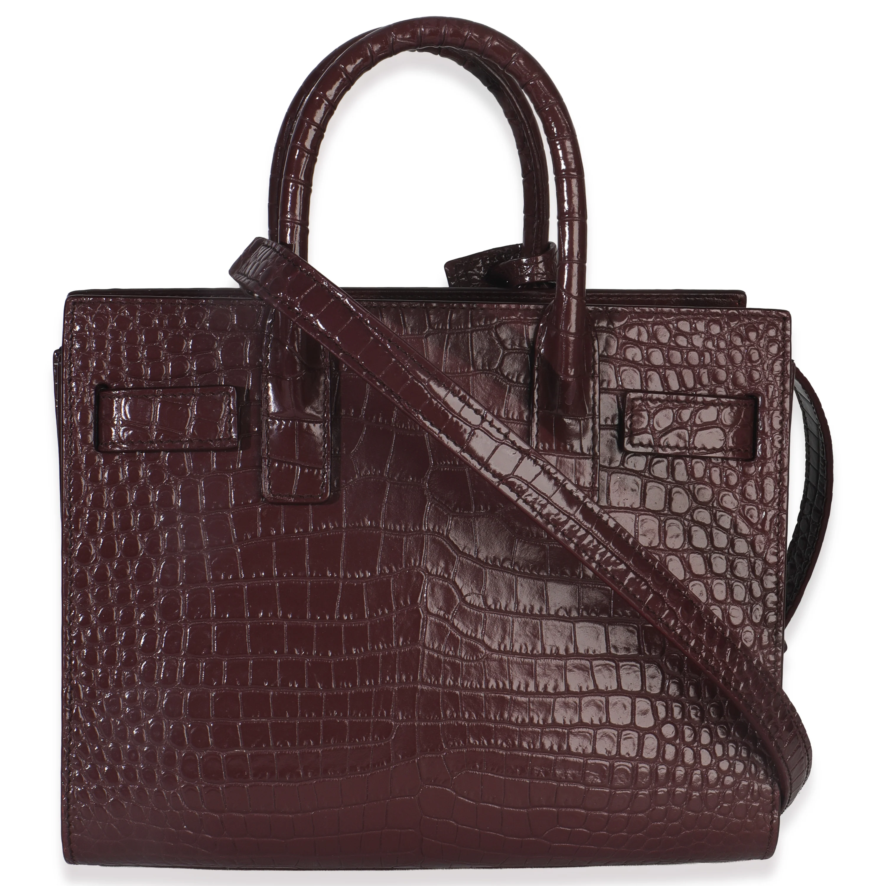 Bordeaux Crocodile Embossed Calfskin Nano Sac De Jour - Image 4