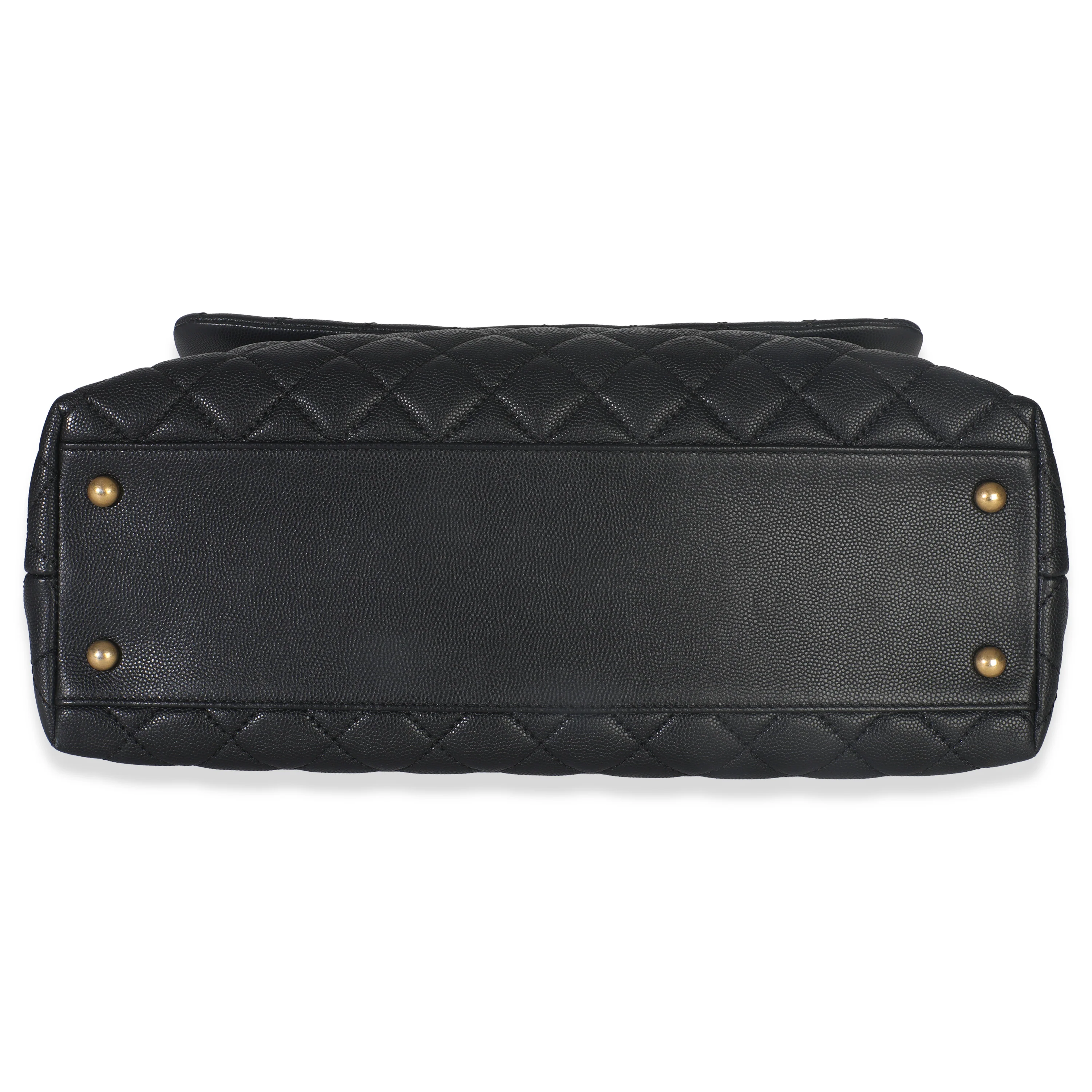Black Quilted Caviar Medium Top Handle Bag - Image 5