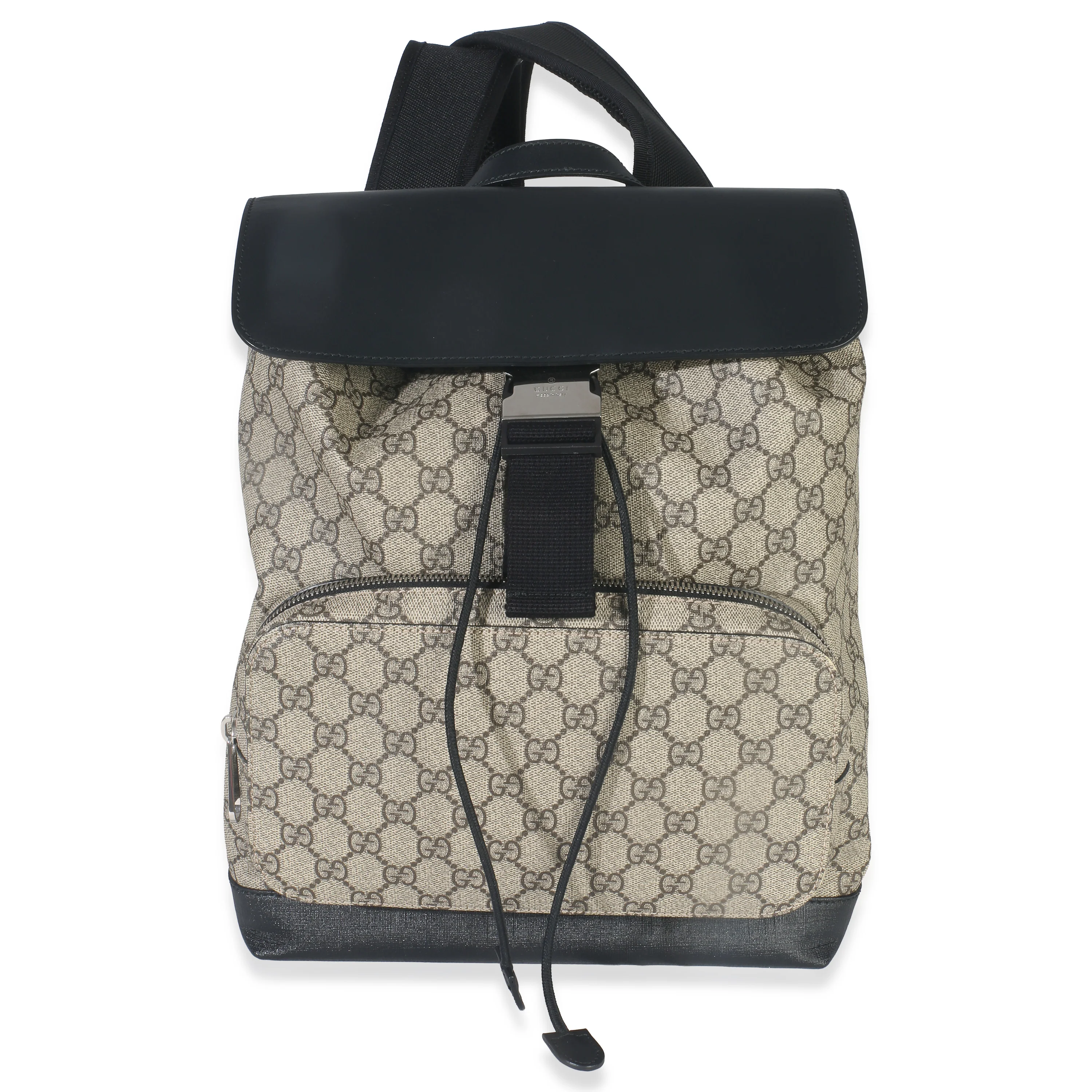 Beige GG Supreme Canvas Drawstring Buckle Backpack
