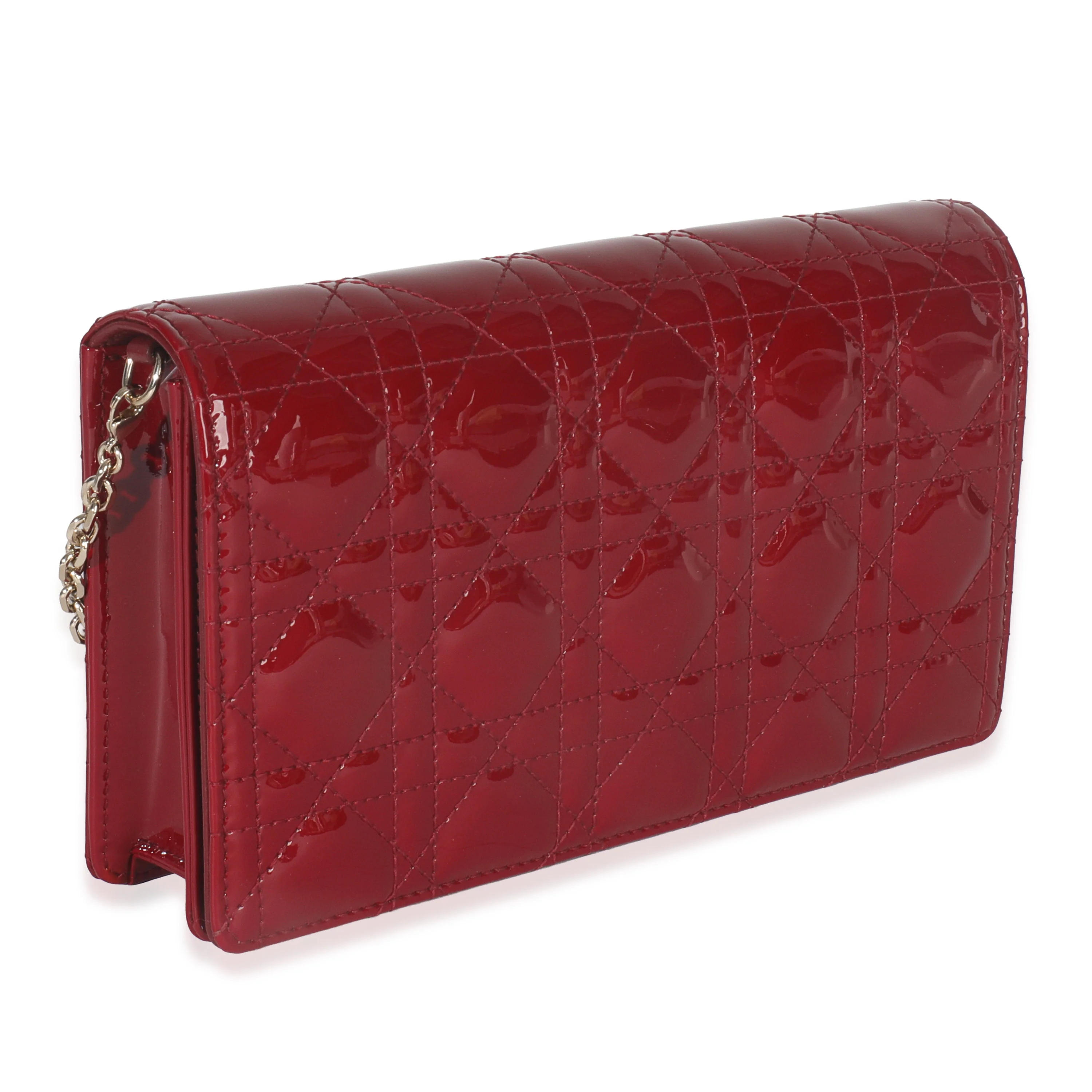 Red Patent Cannage Lady Dior Chain Pouch - Image 3