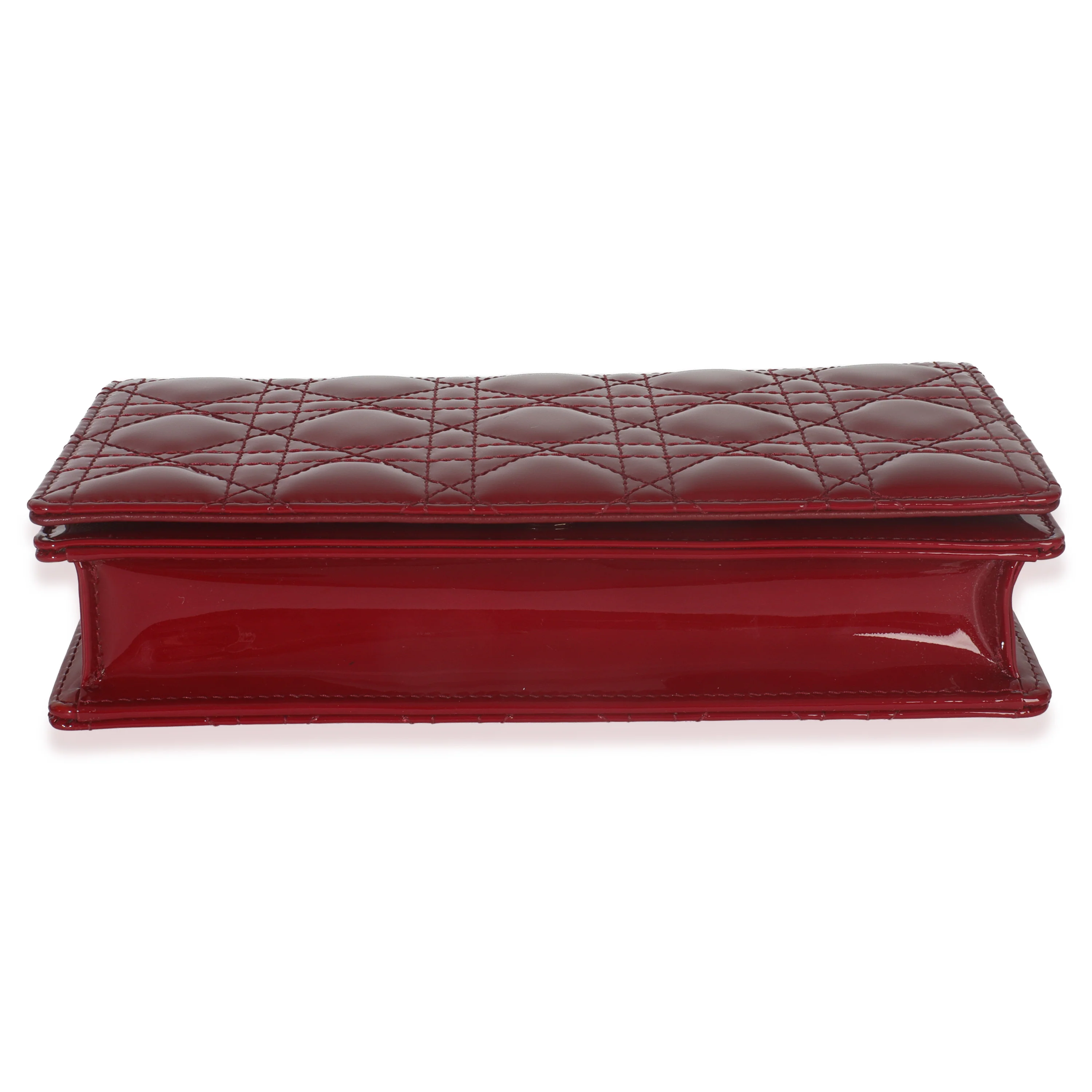Red Patent Cannage Lady Dior Chain Pouch - Image 5