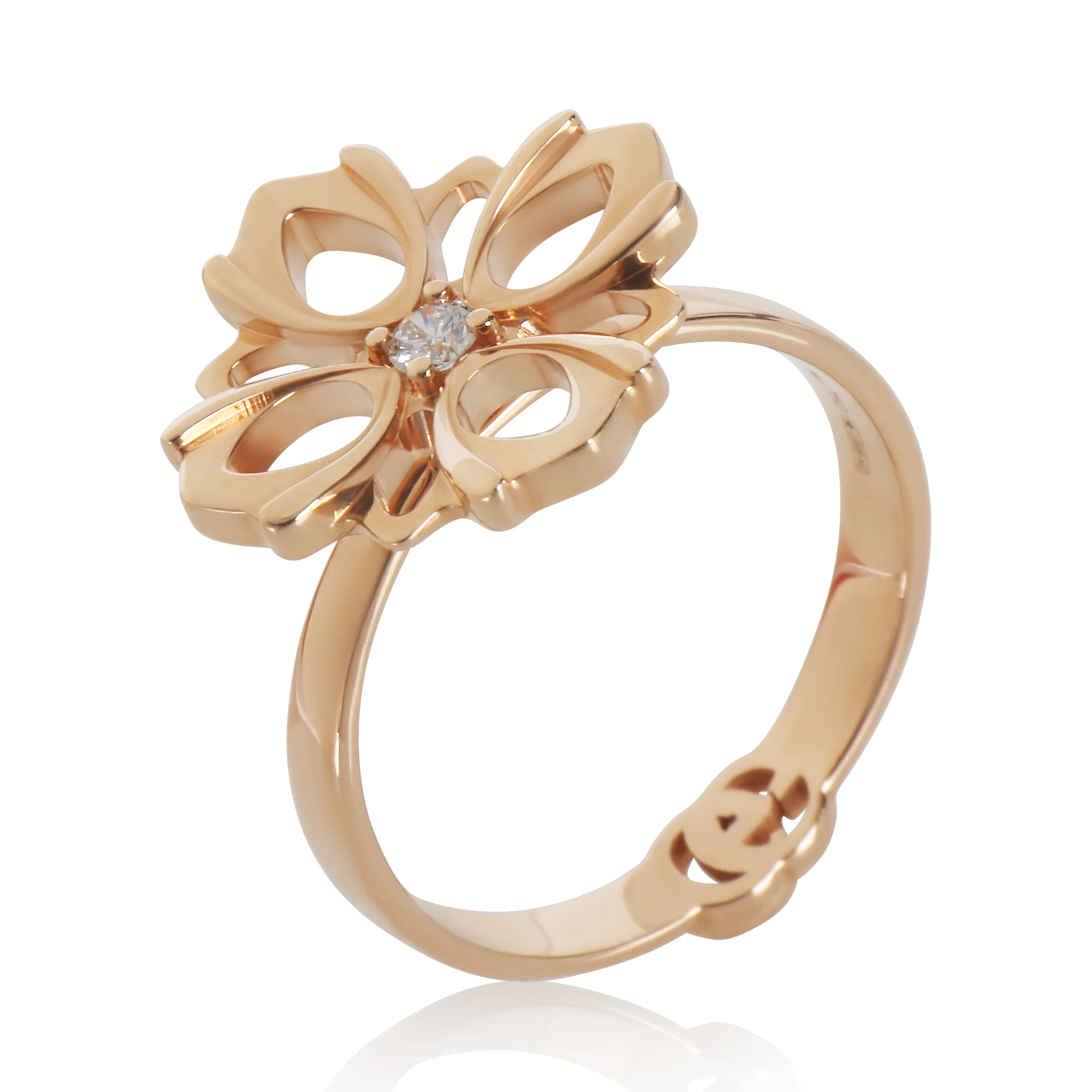 Rose Gold Diamond Flora Flower Ring - Image 6
