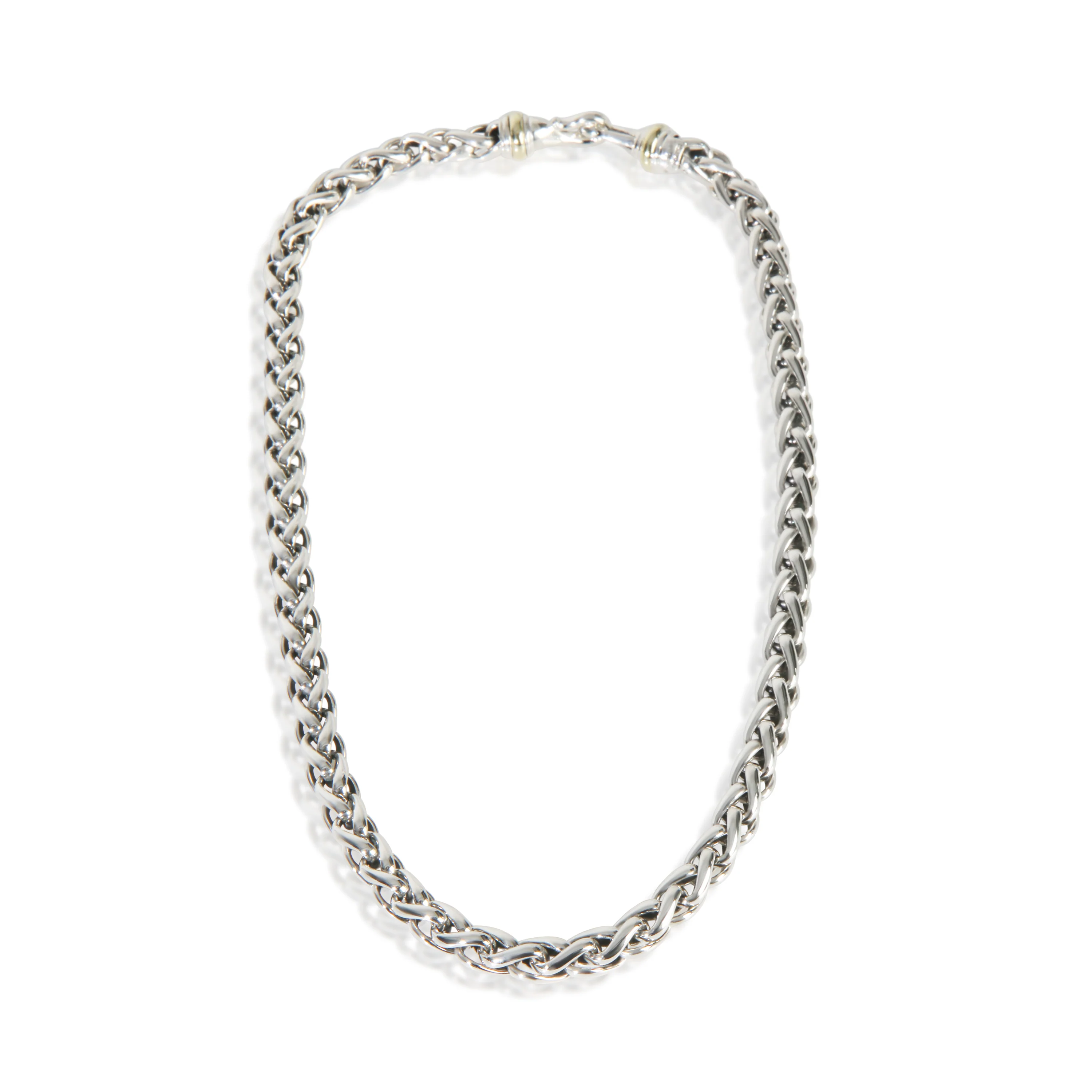 Yellow Gold & Sterling Silver  Wheat Chain Necklace - Image 3