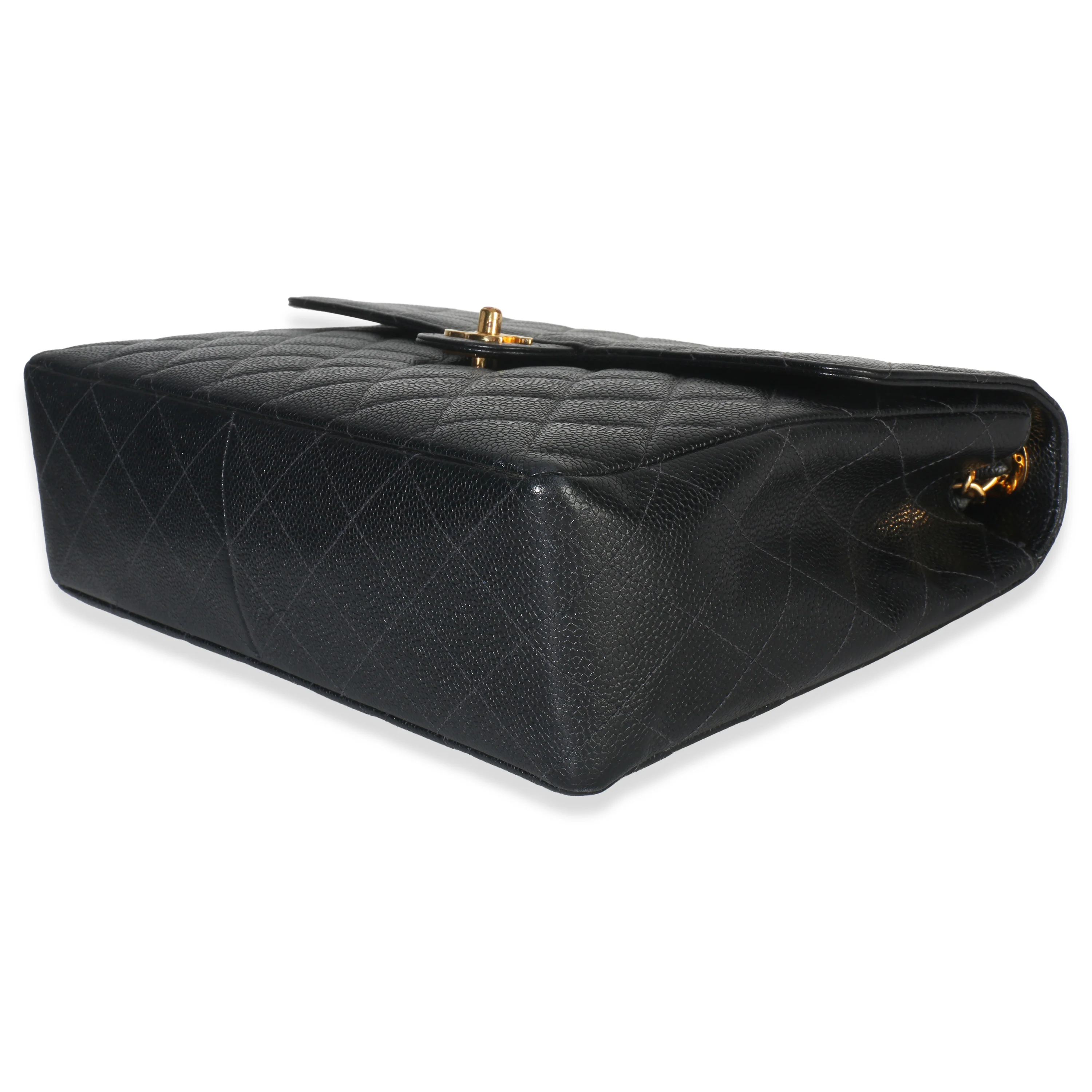 Vintage 24K Black Quilted Caviar Jumbo Single Flap Bag - Image 7