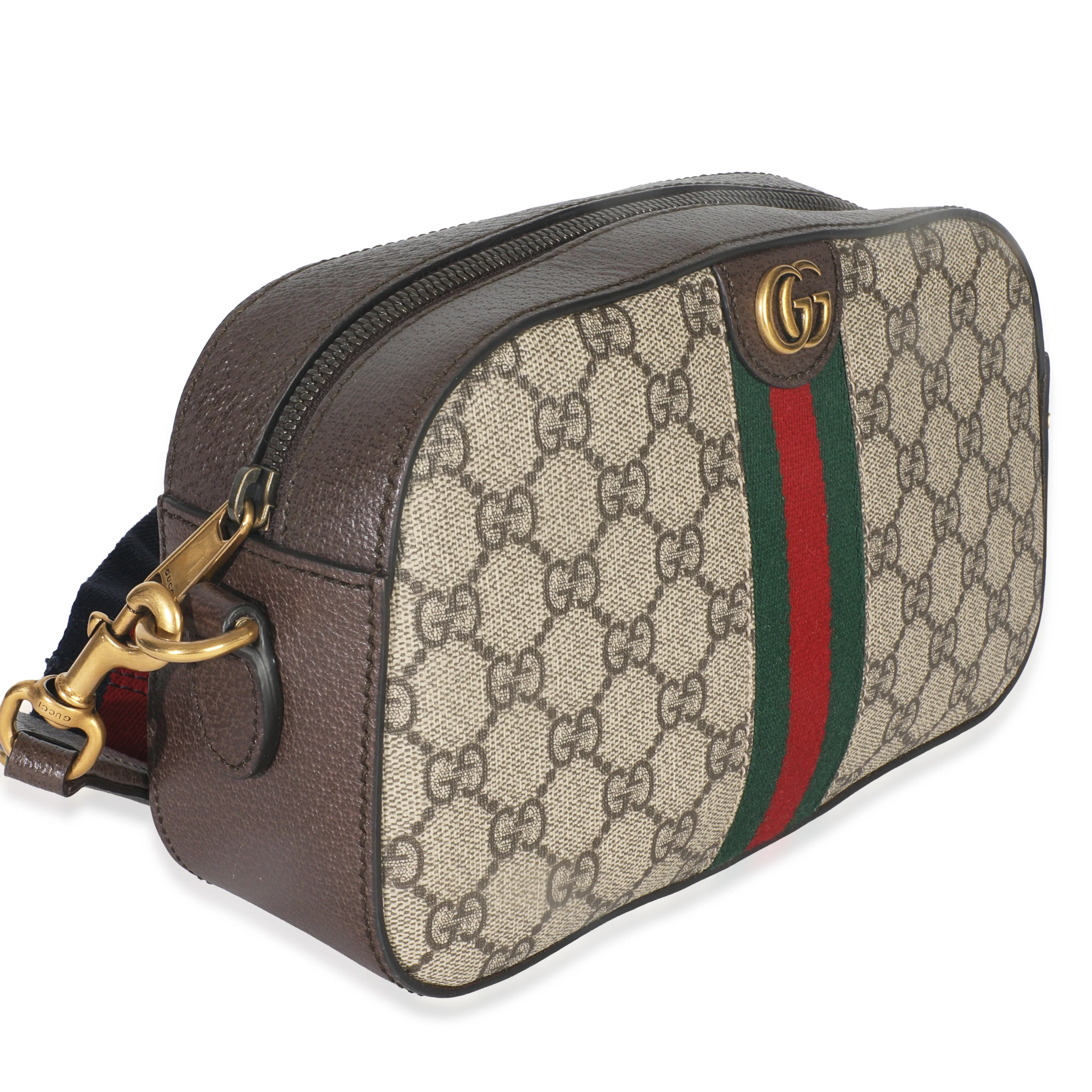 Beige GG Supreme Canvas Dollar Calfskin Web Ophidia Small Crossbody - Image 3