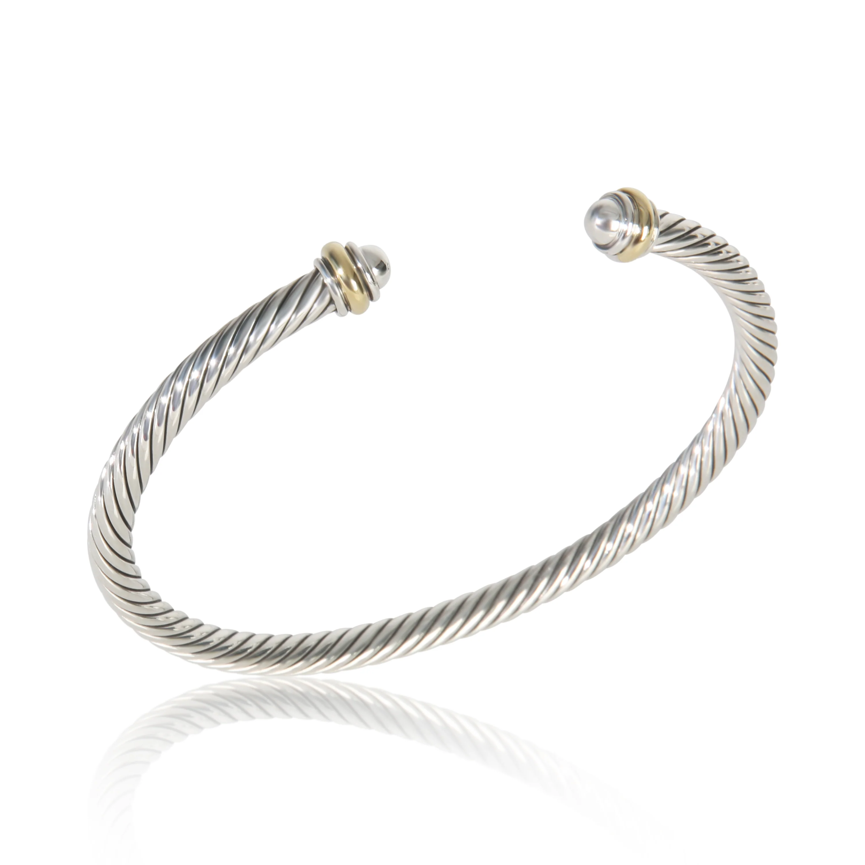 Yellow Gold & Sterling Silver  Cable Classic Bracelet - Image 4