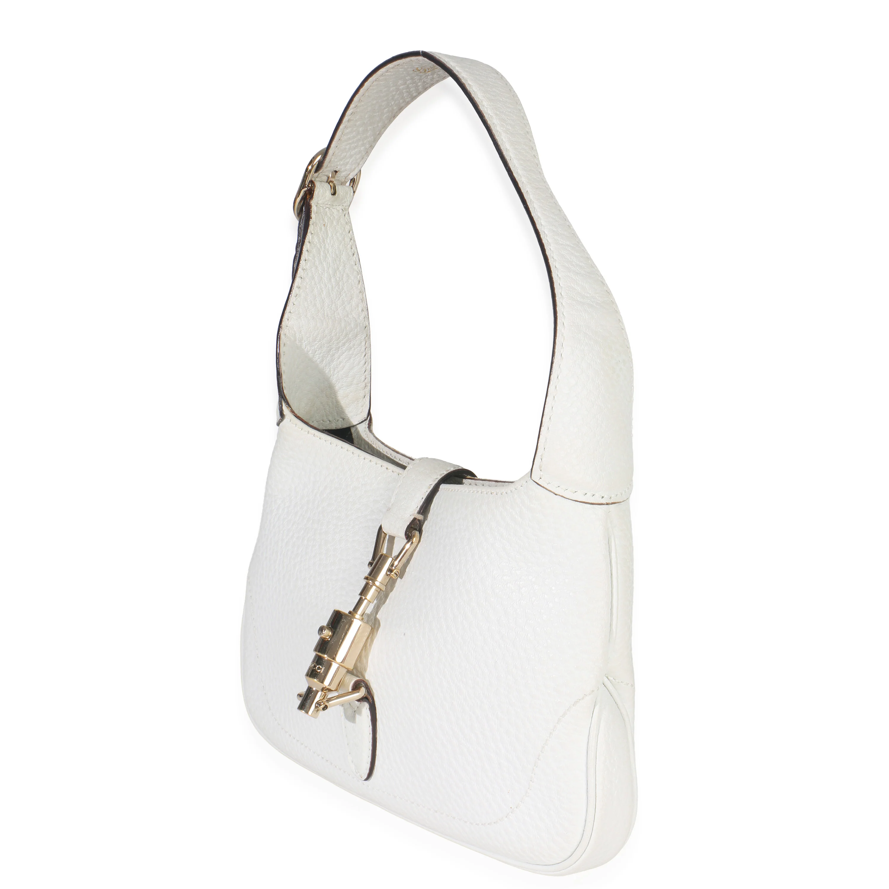 White Grained Leather Small Jackie Hobo - Image 2