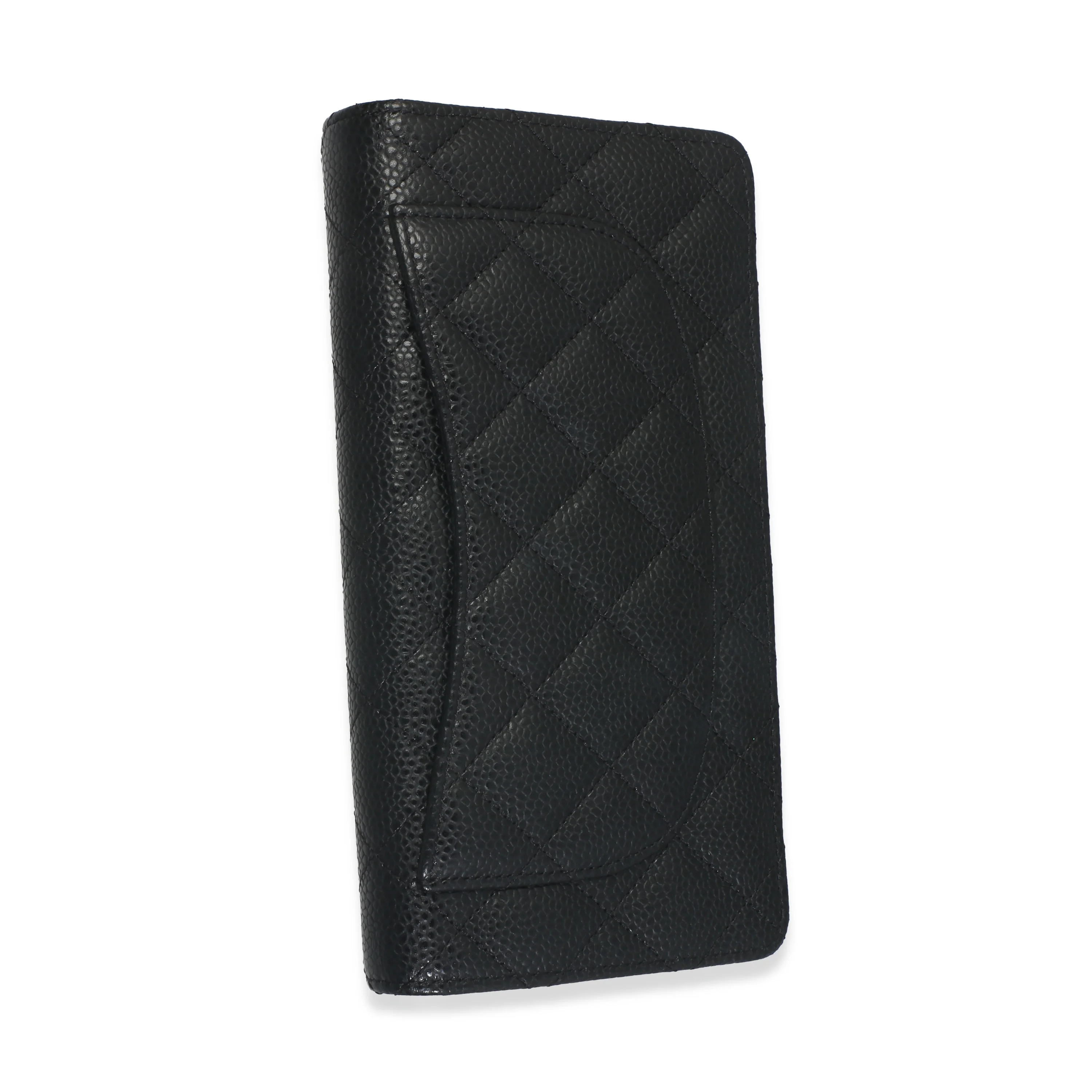 Black Quilted Caviar Yen Flap Wallet - Image 3