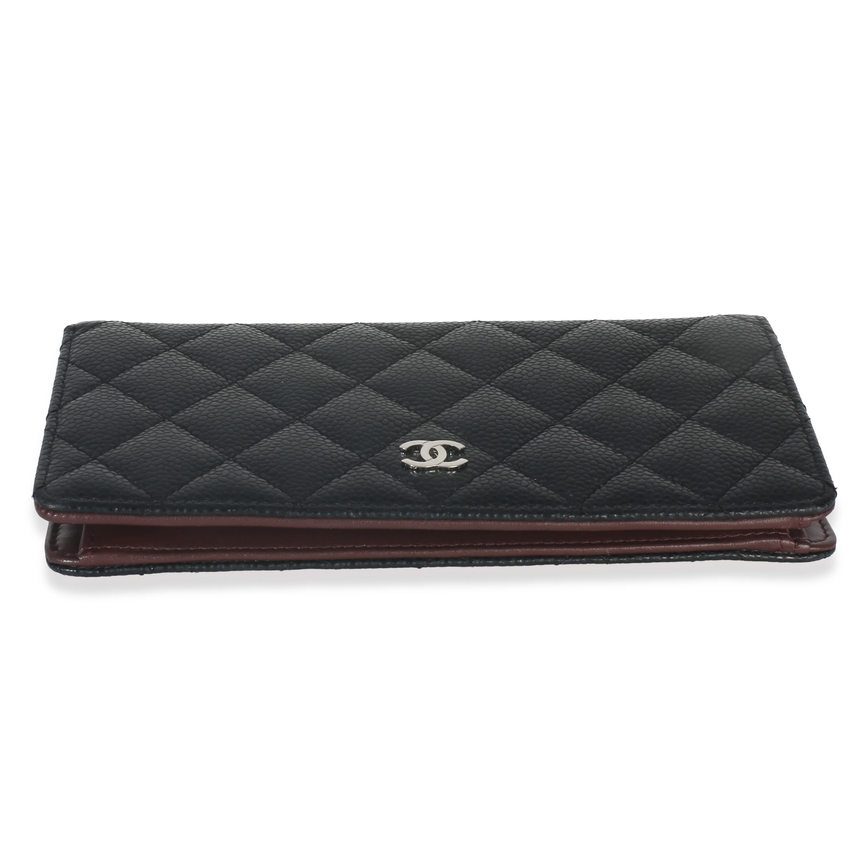 Black Quilted Caviar Yen Flap Wallet - Image 4