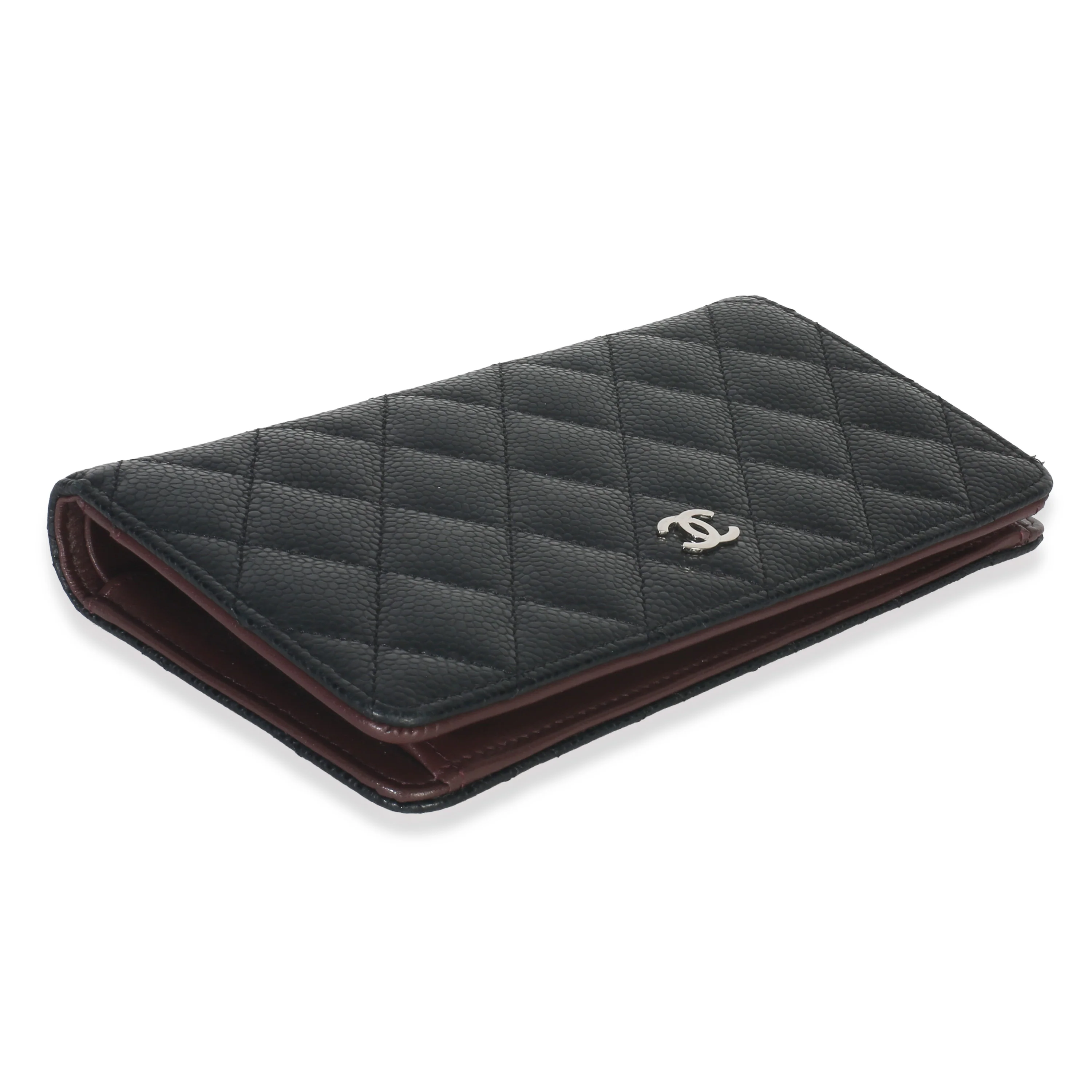 Black Quilted Caviar Yen Flap Wallet - Image 5