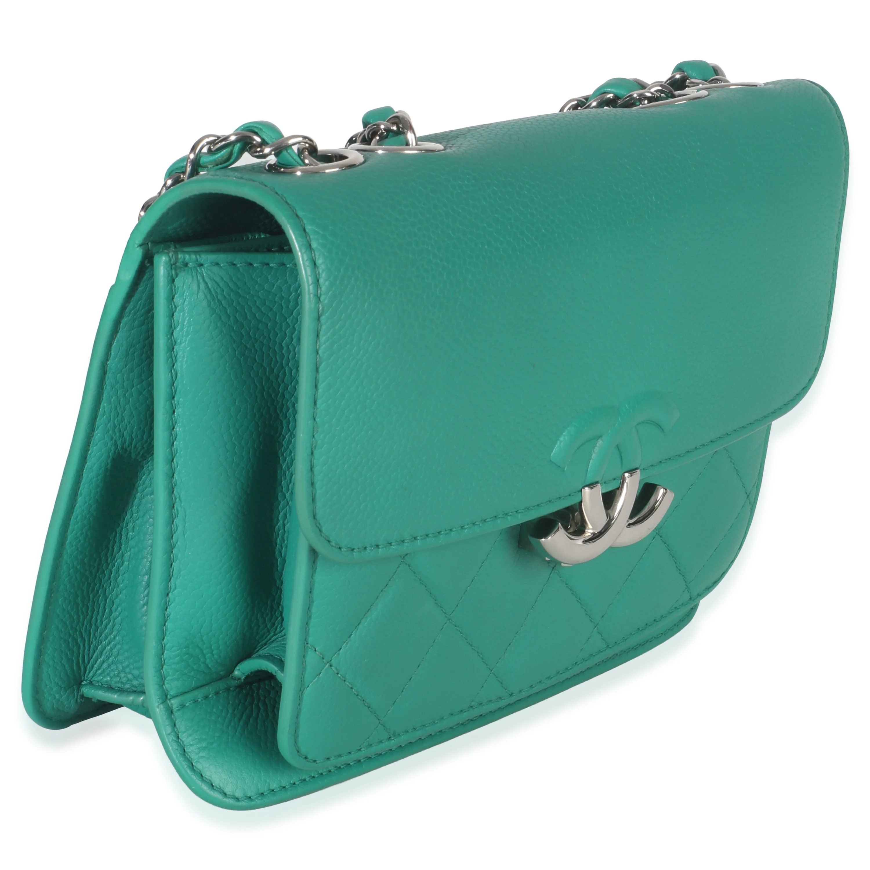 Green Quilted Calfskin Small CC Box Flap Bag - Image 3