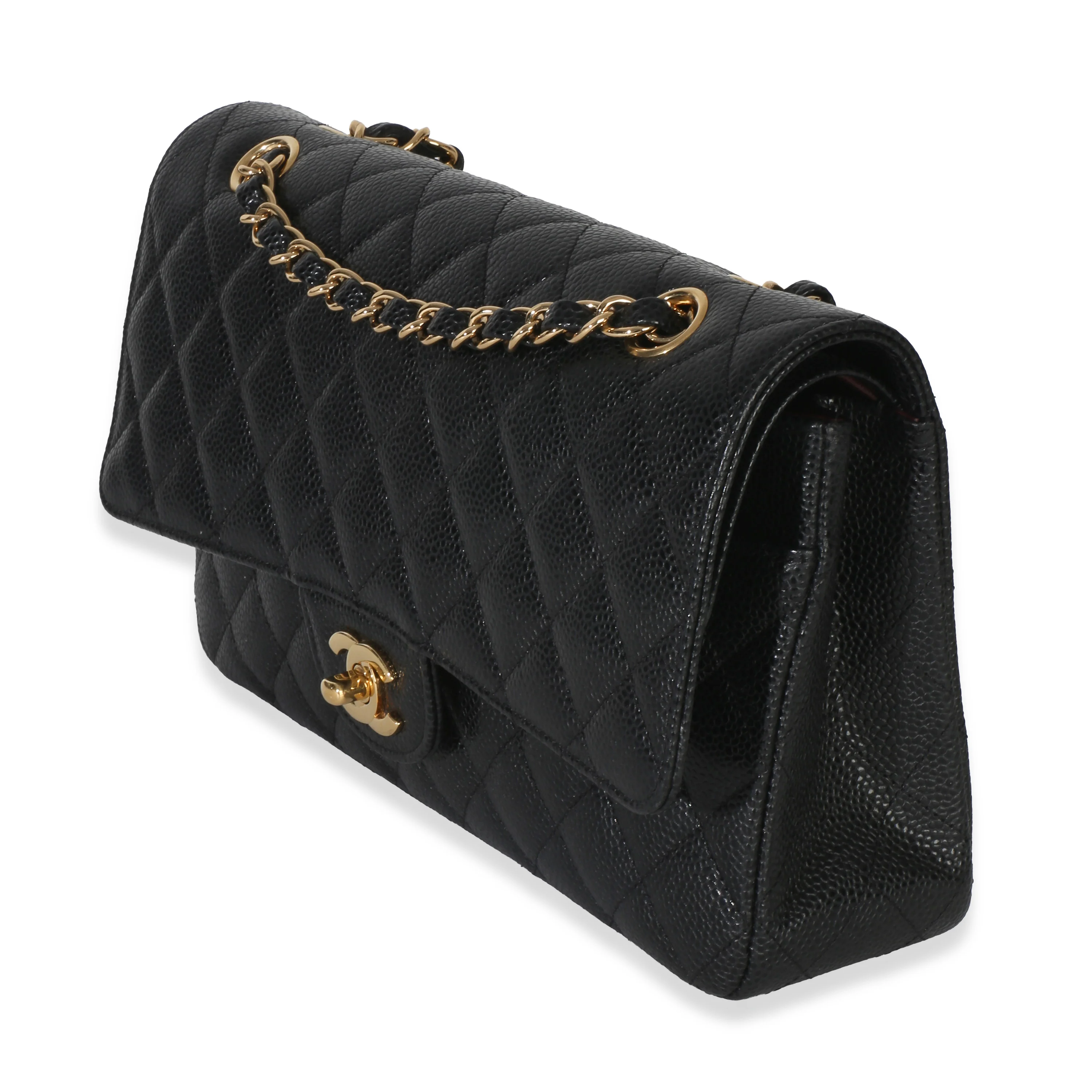 Black Quilted Caviar Medium Classic Double Flap Bag - Image 2