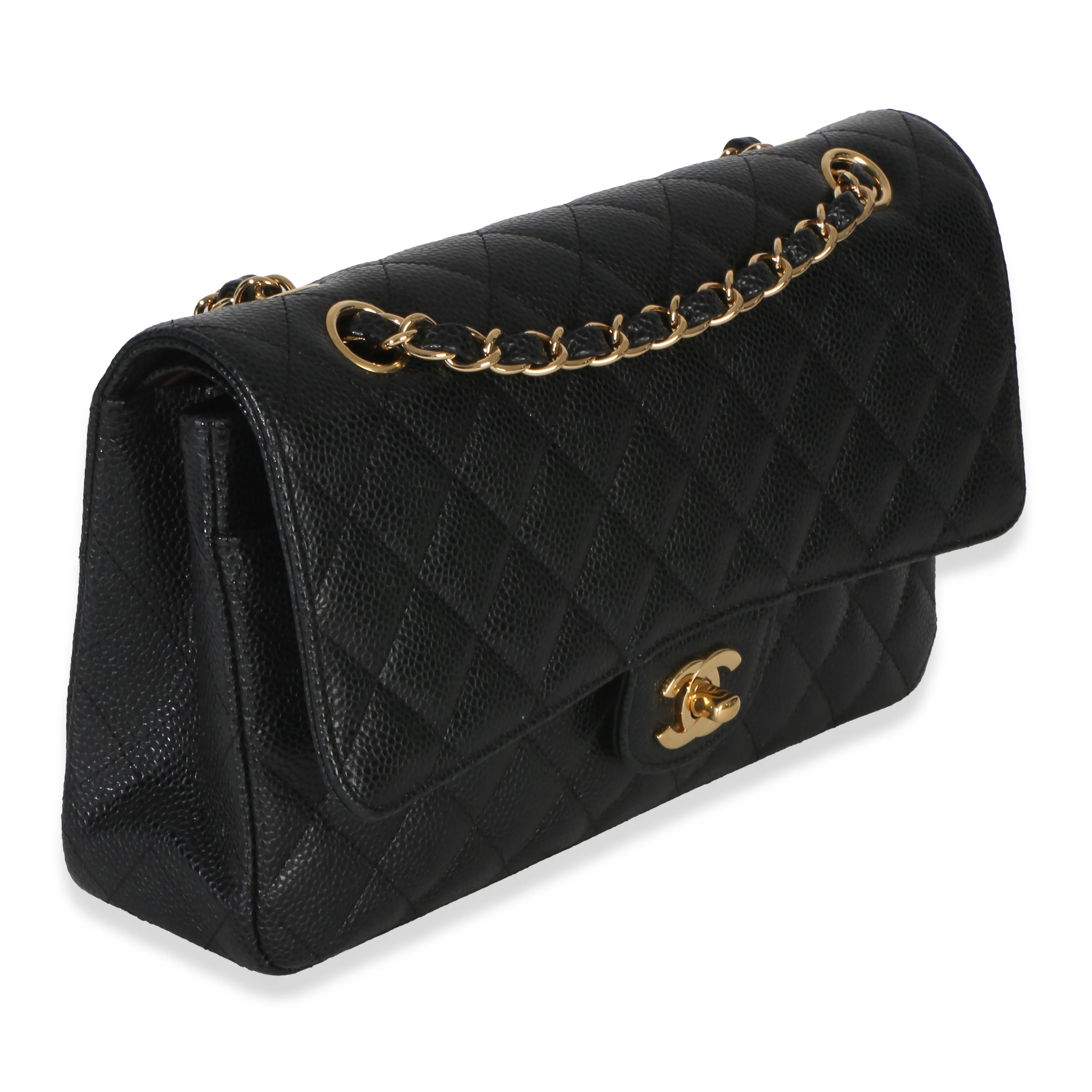 Black Quilted Caviar Medium Classic Double Flap Bag - Image 3