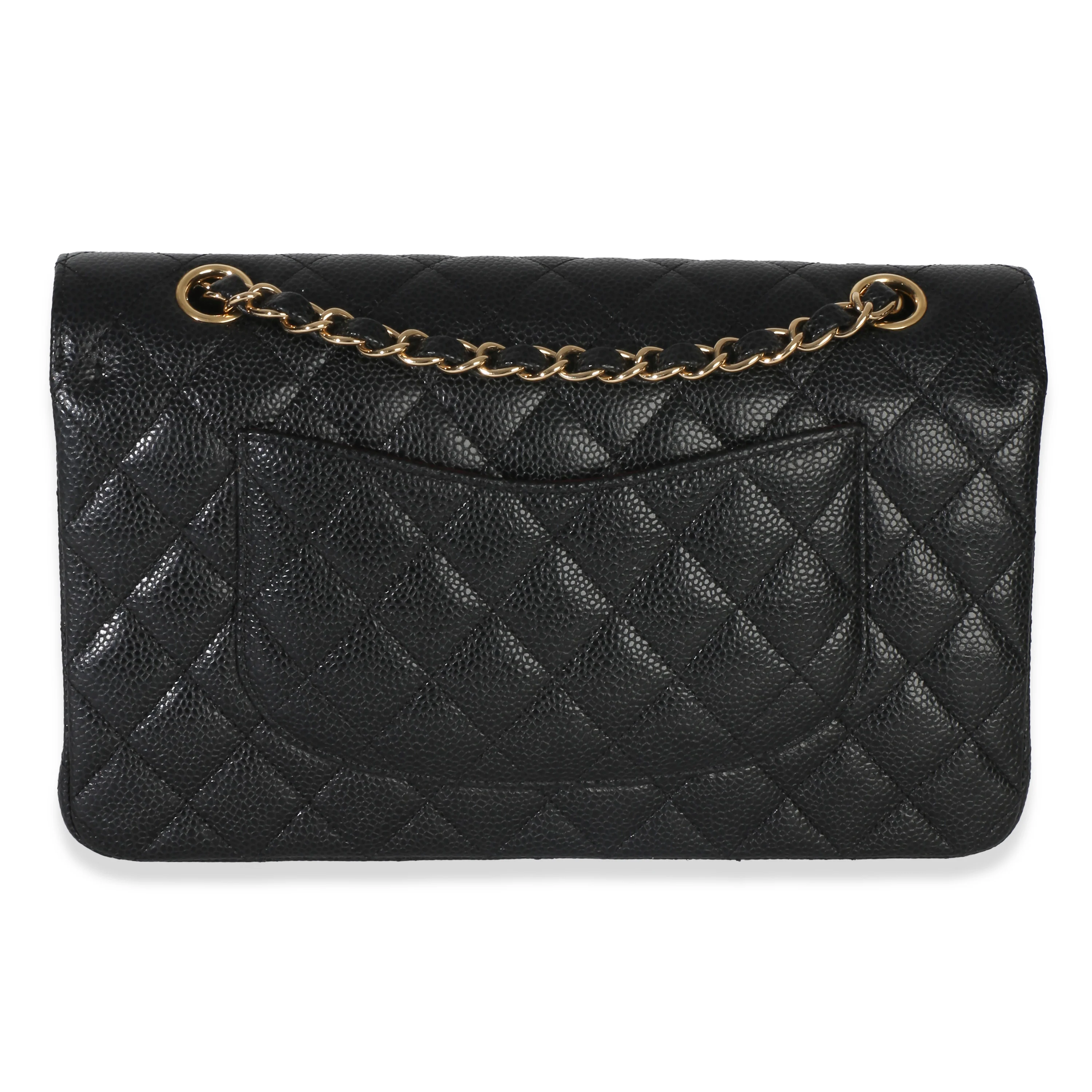 Black Quilted Caviar Medium Classic Double Flap Bag - Image 4