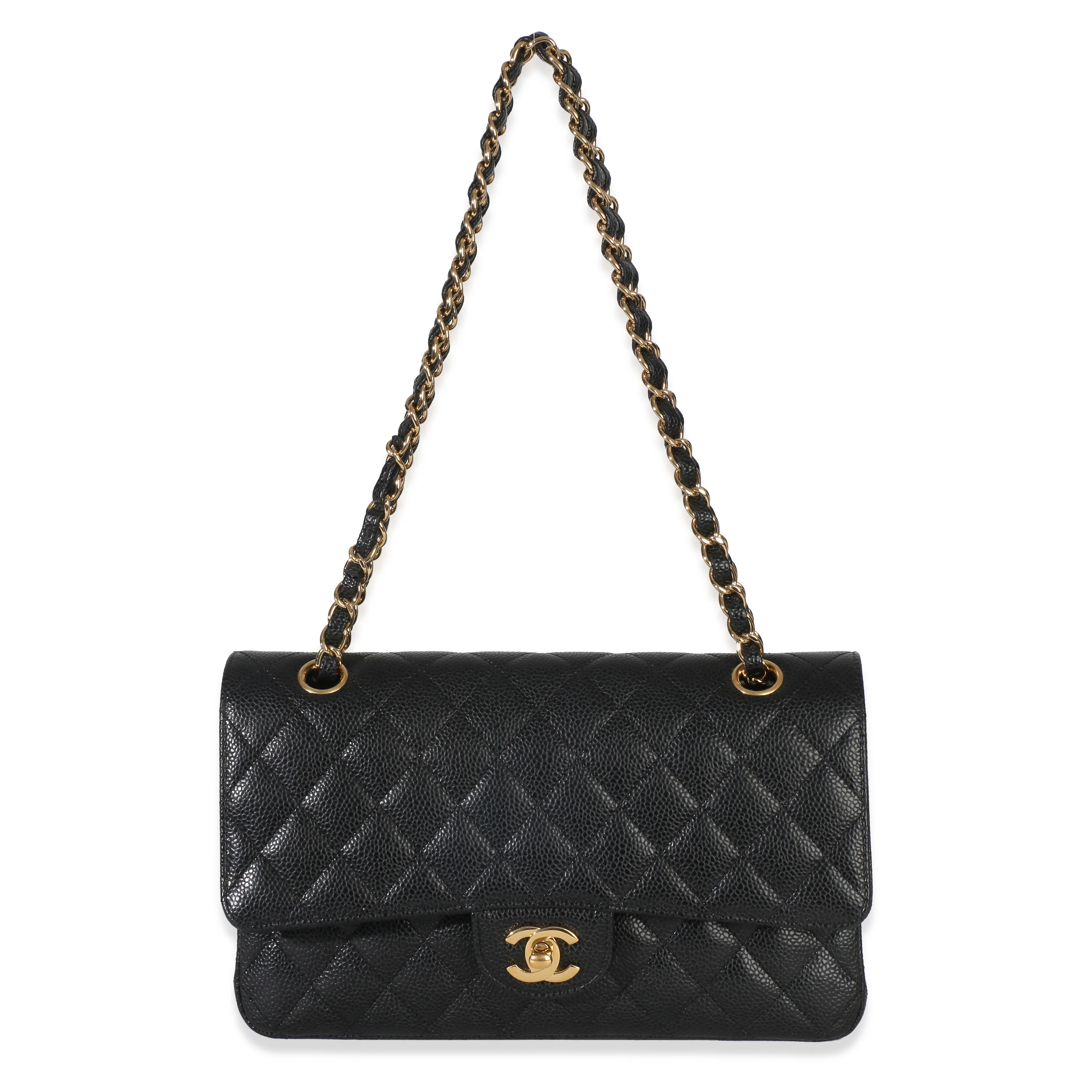 Black Quilted Caviar Medium Classic Double Flap Bag - Image 8