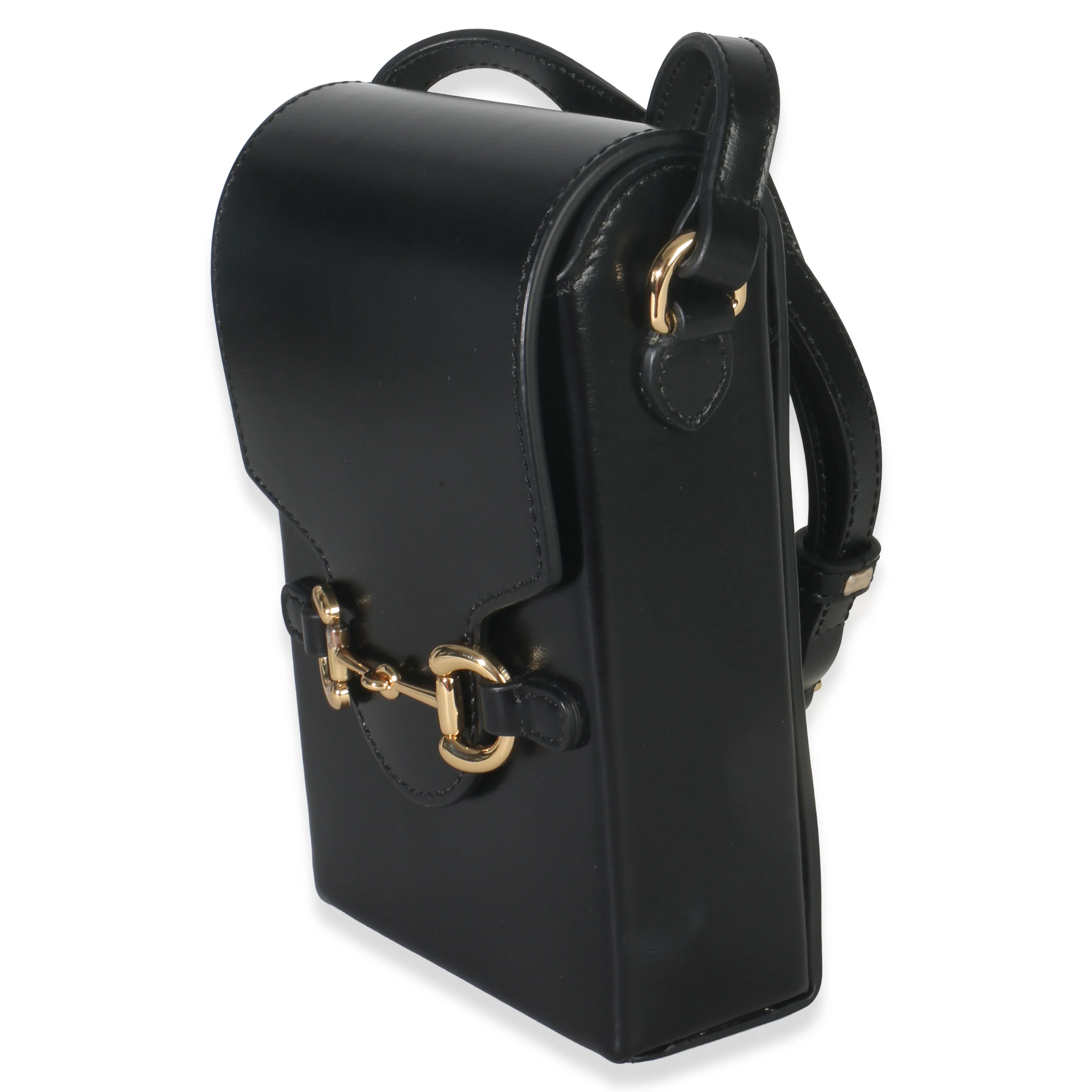 Black Boarded Plutone Calfskin Mini Horsebit 1955 Crossbody Bag - Image 2