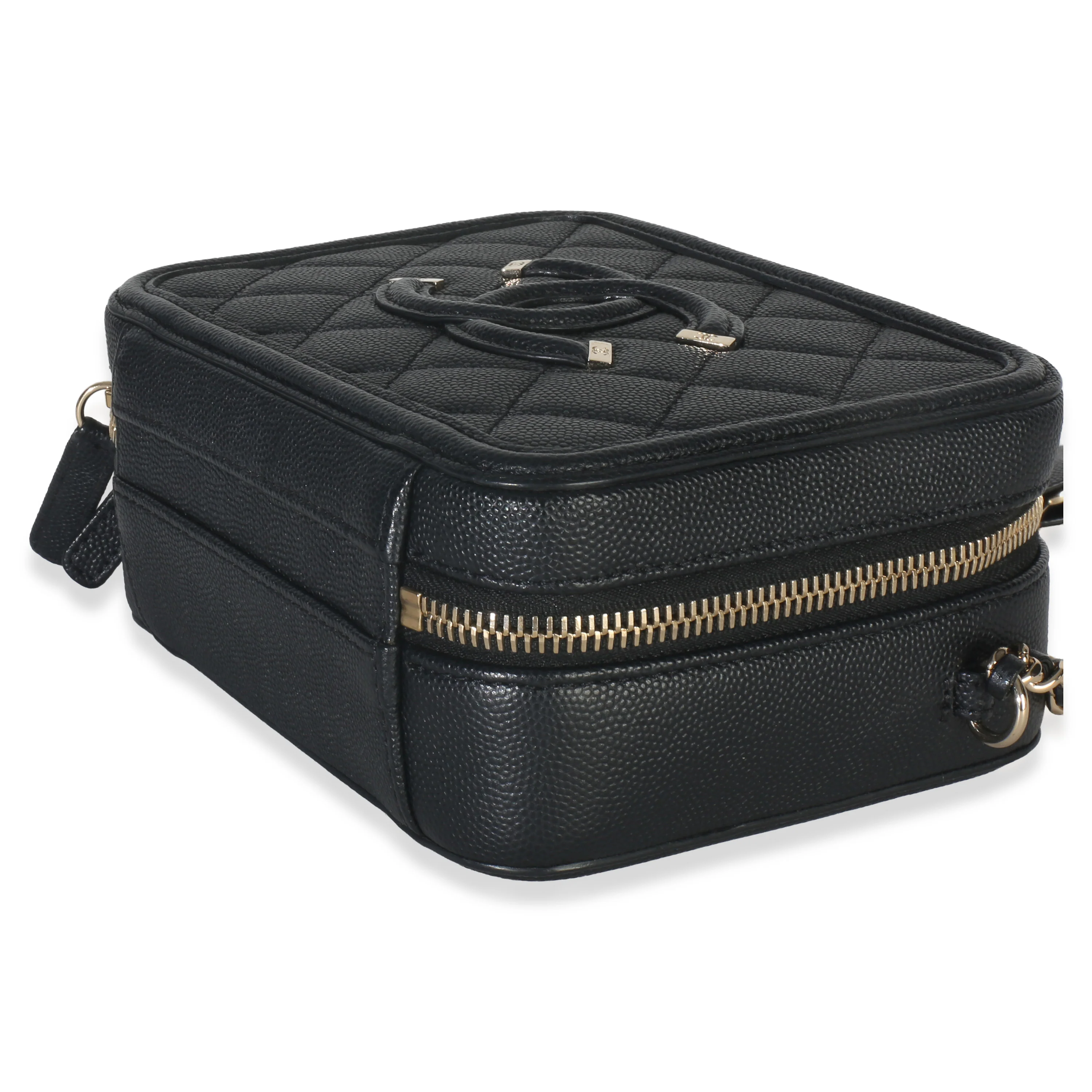Black Quilted Caviar Small CC Filigree Vanity Case - Image 6