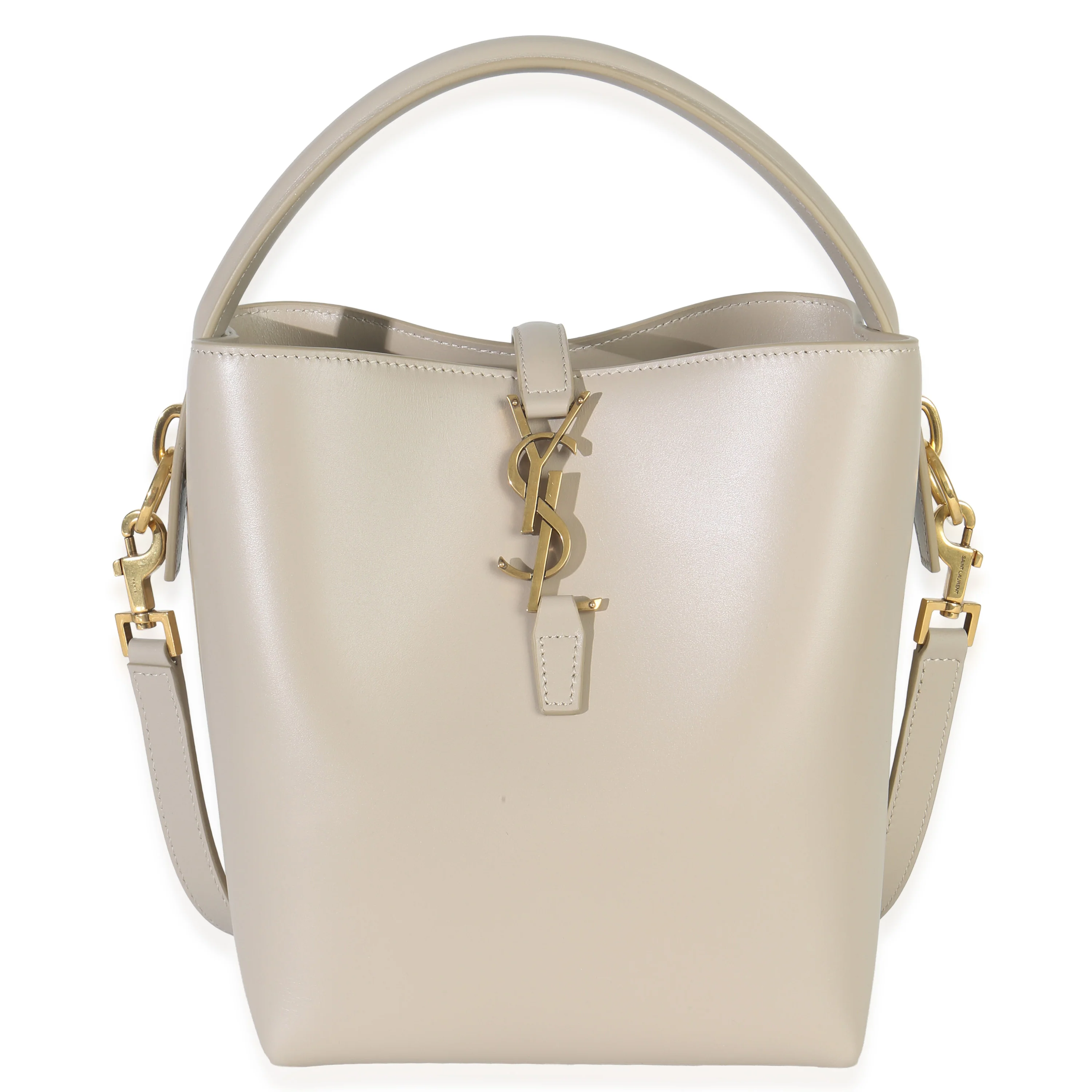 Beige Shiny Calfskin Small Le 37 Bucket Bag