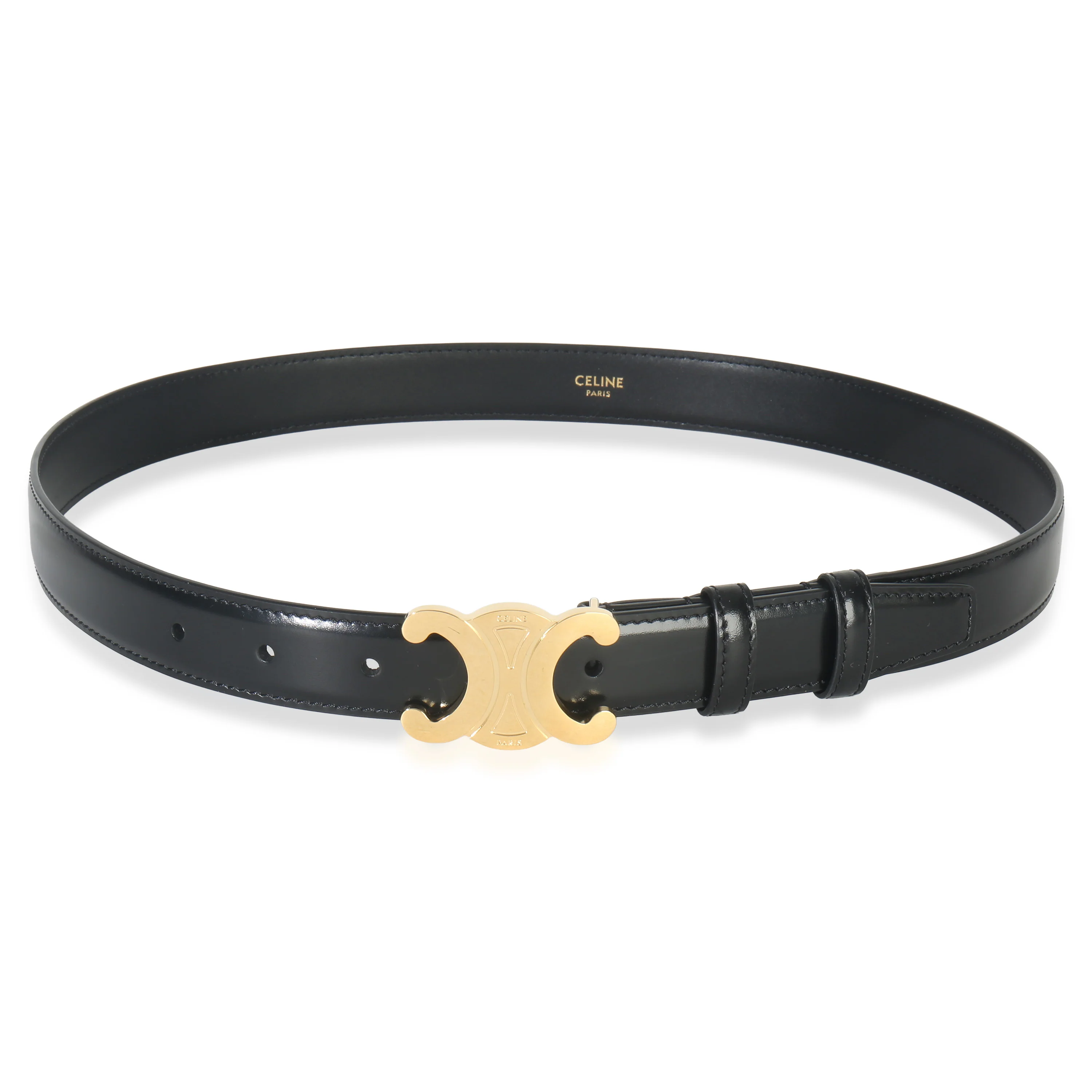 Black Taurillon Calfskin Medium 25mm Triomphe Belt 75
