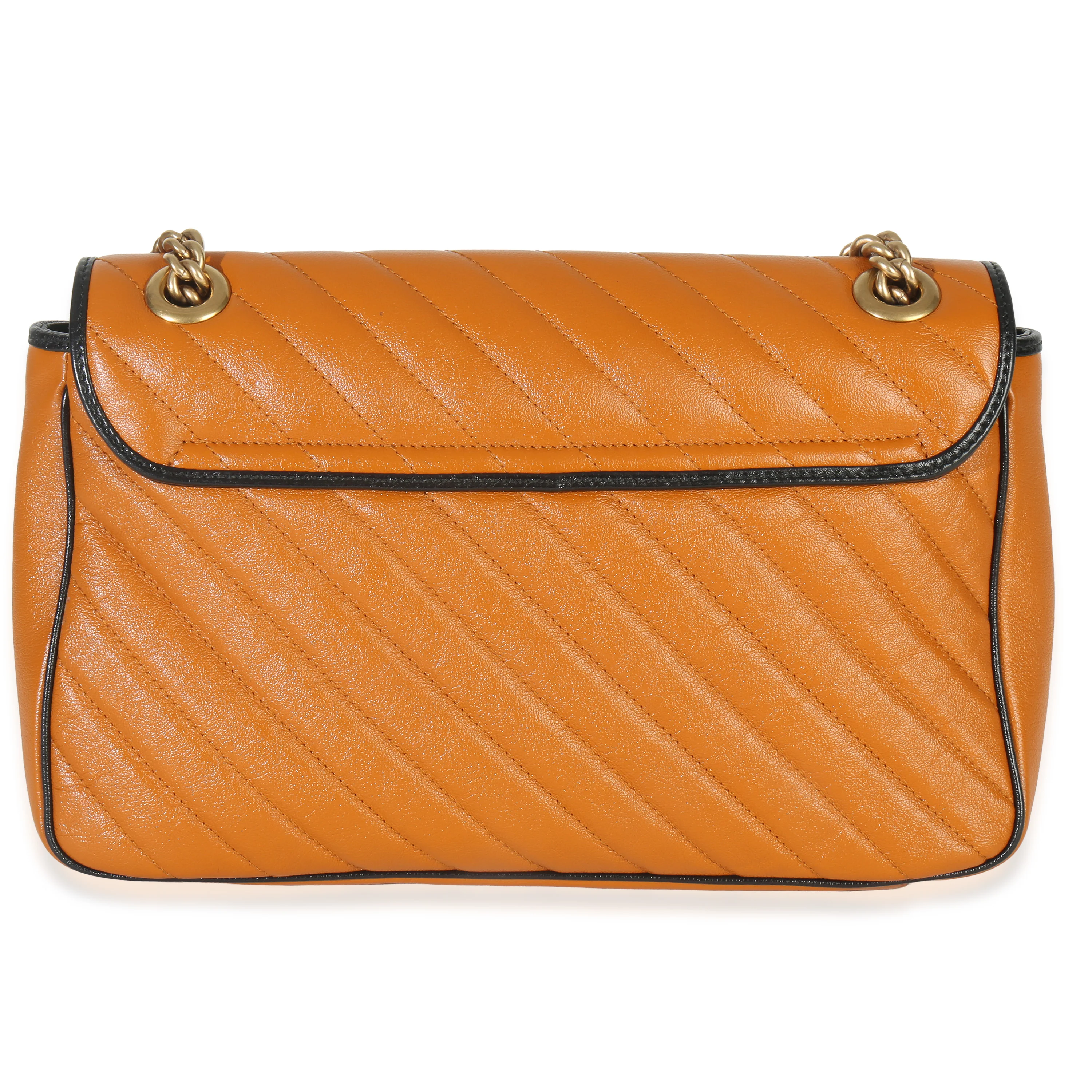 Cognac Calfskin Matelasse Diagonal Torchon Medium GG Marmont Bag - Image 4