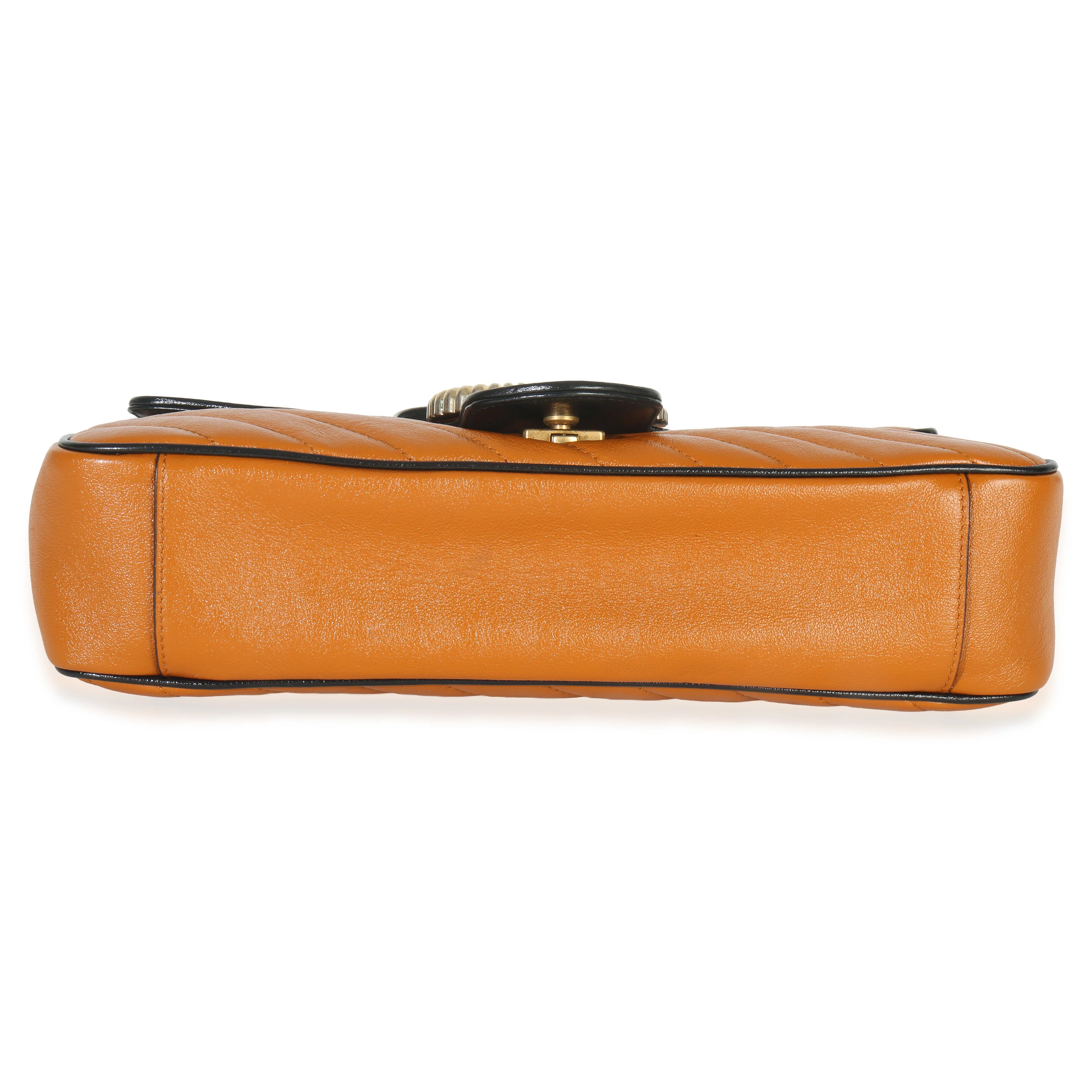 Cognac Calfskin Matelasse Diagonal Torchon Medium GG Marmont Bag - Image 5