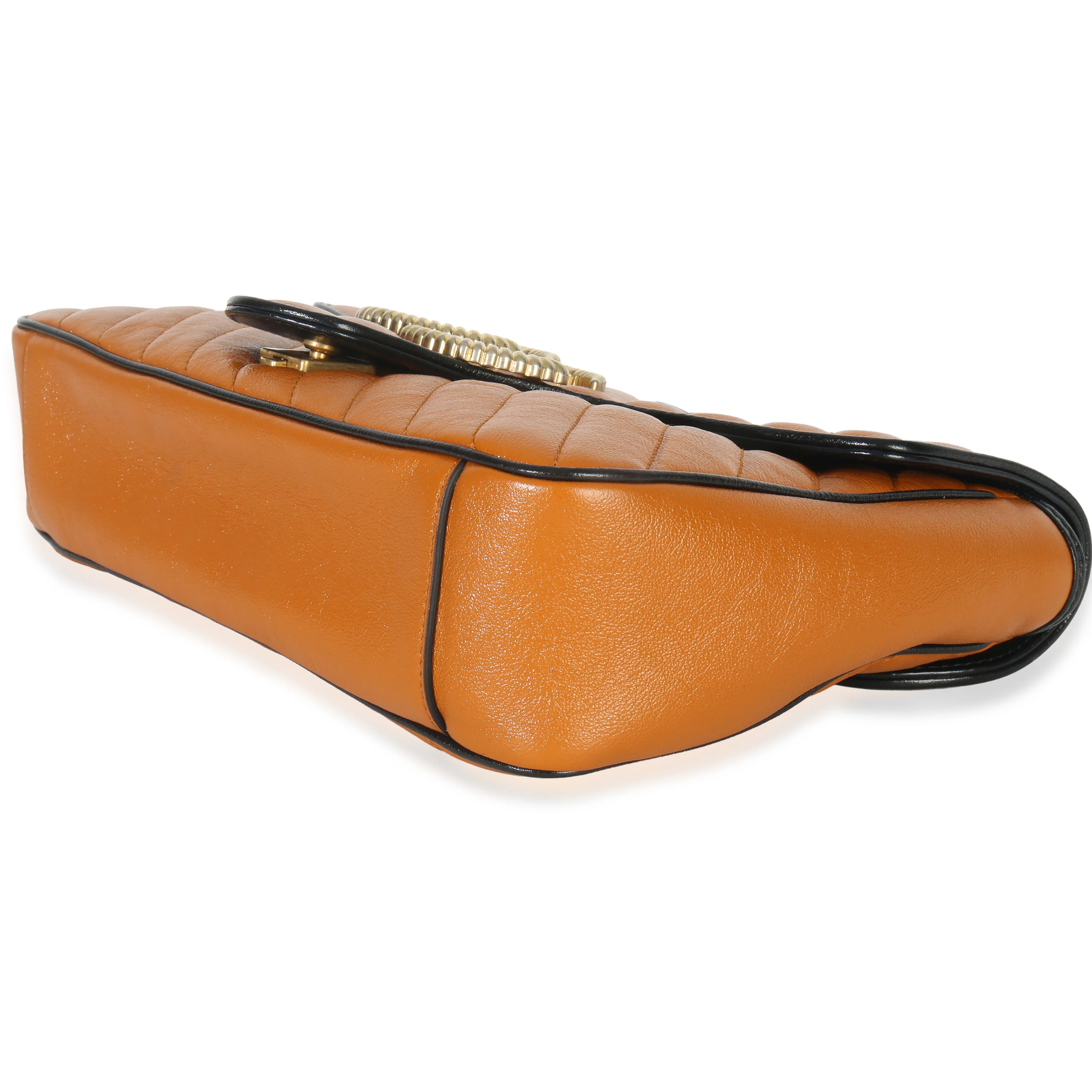Cognac Calfskin Matelasse Diagonal Torchon Medium GG Marmont Bag - Image 7