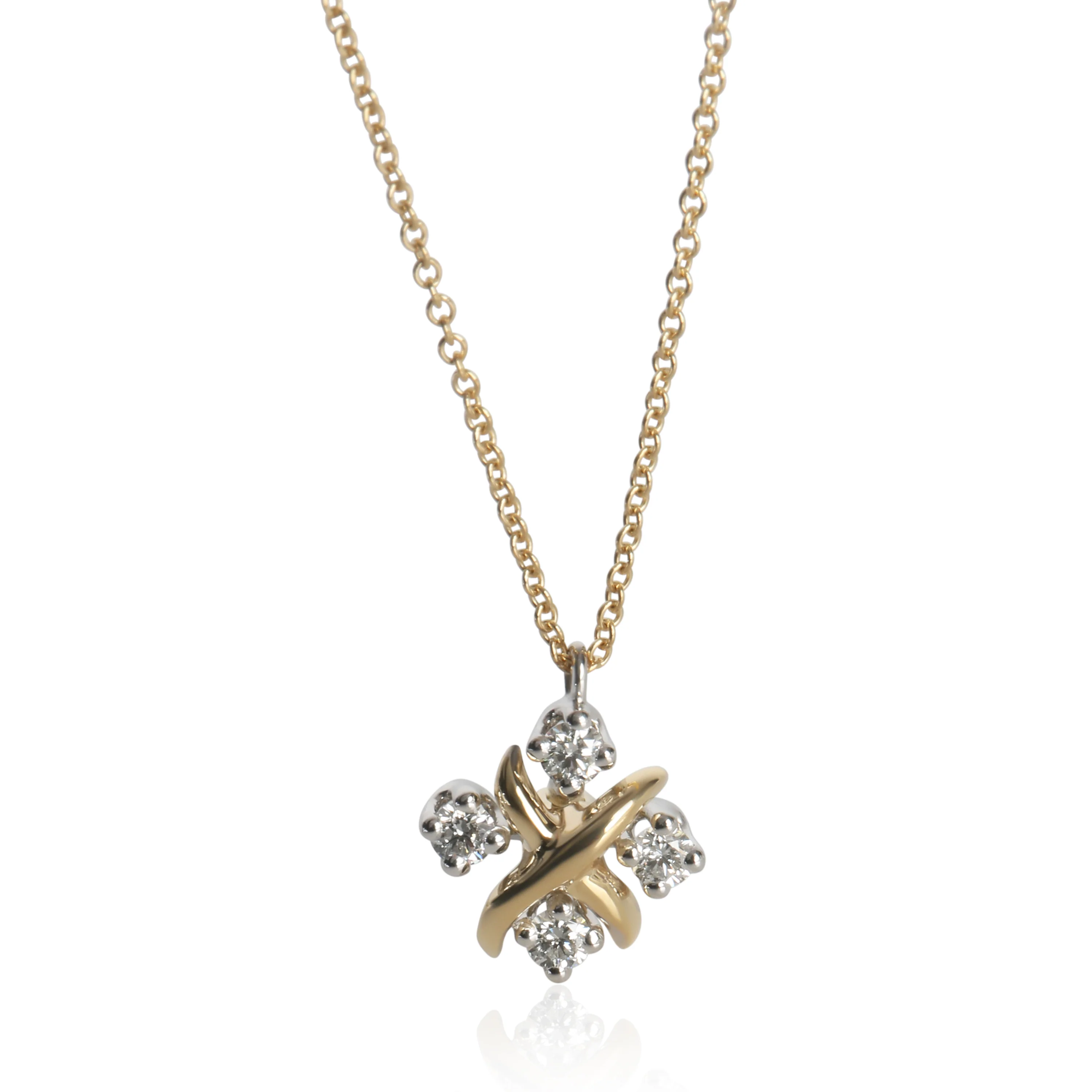 Yellow Gold & Platinum Diamond 16 Stone Pendant