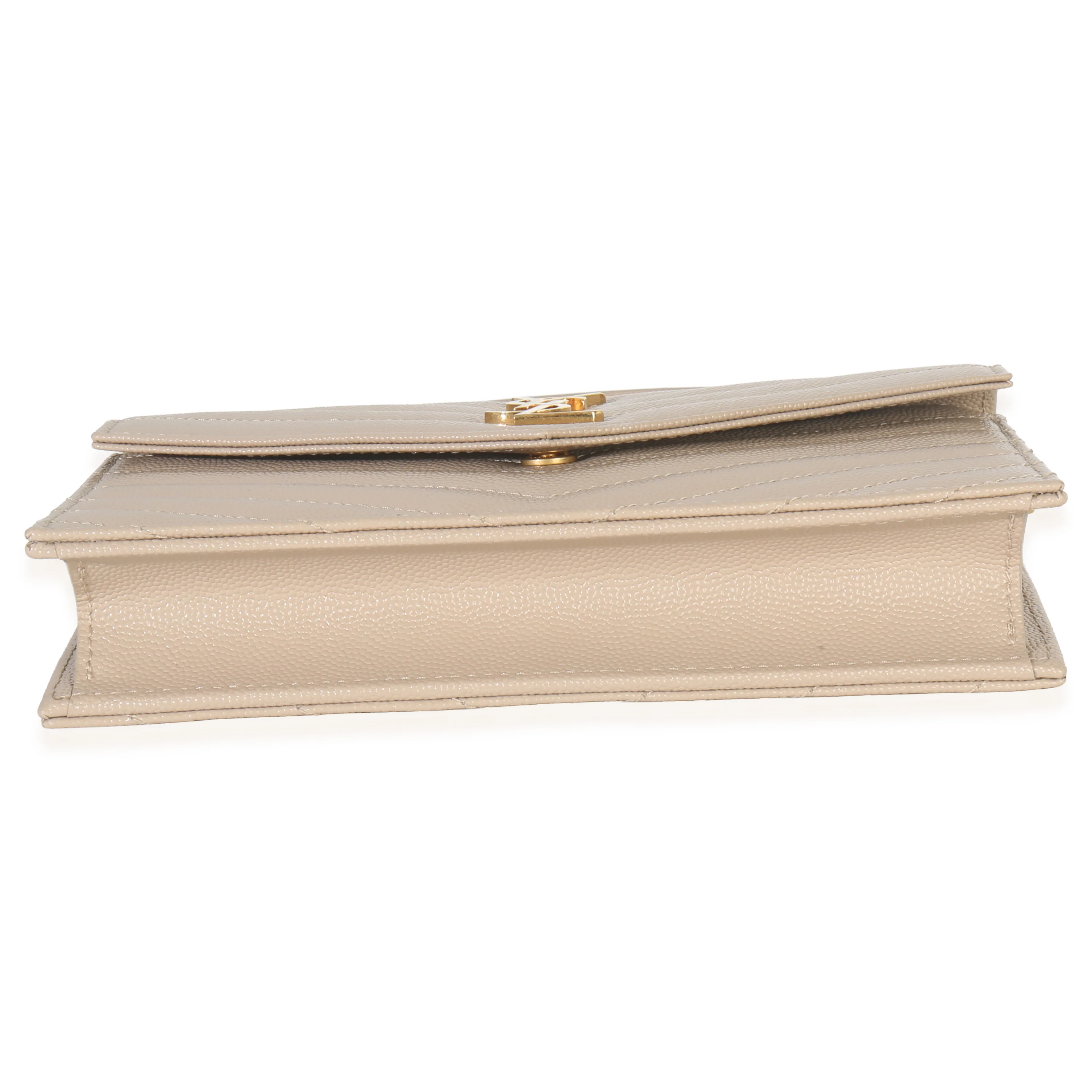 Dark Beige Grain De Poudre Cassandre Envelope Chain Wallet - Image 5
