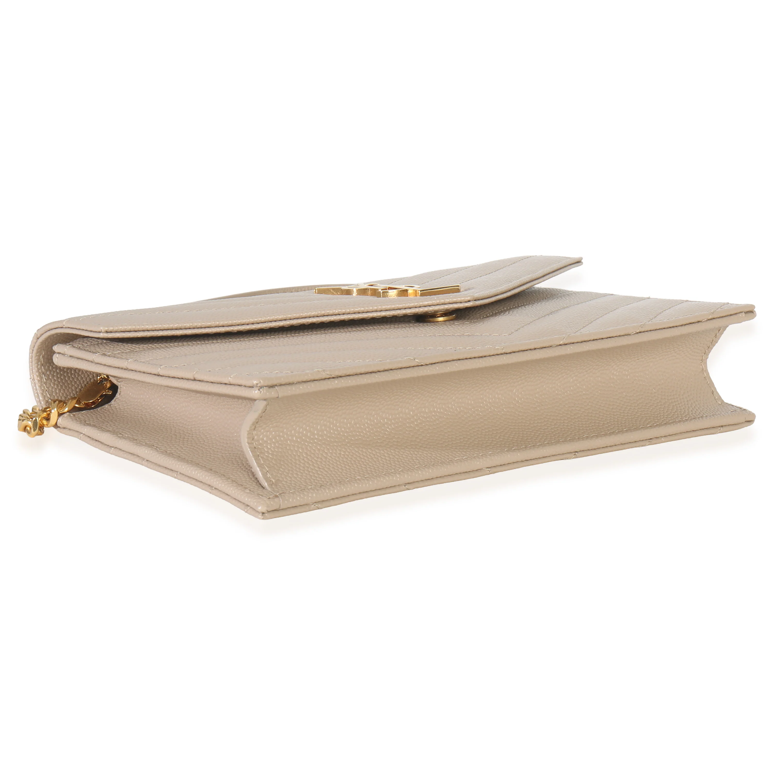 Dark Beige Grain De Poudre Cassandre Envelope Chain Wallet - Image 6