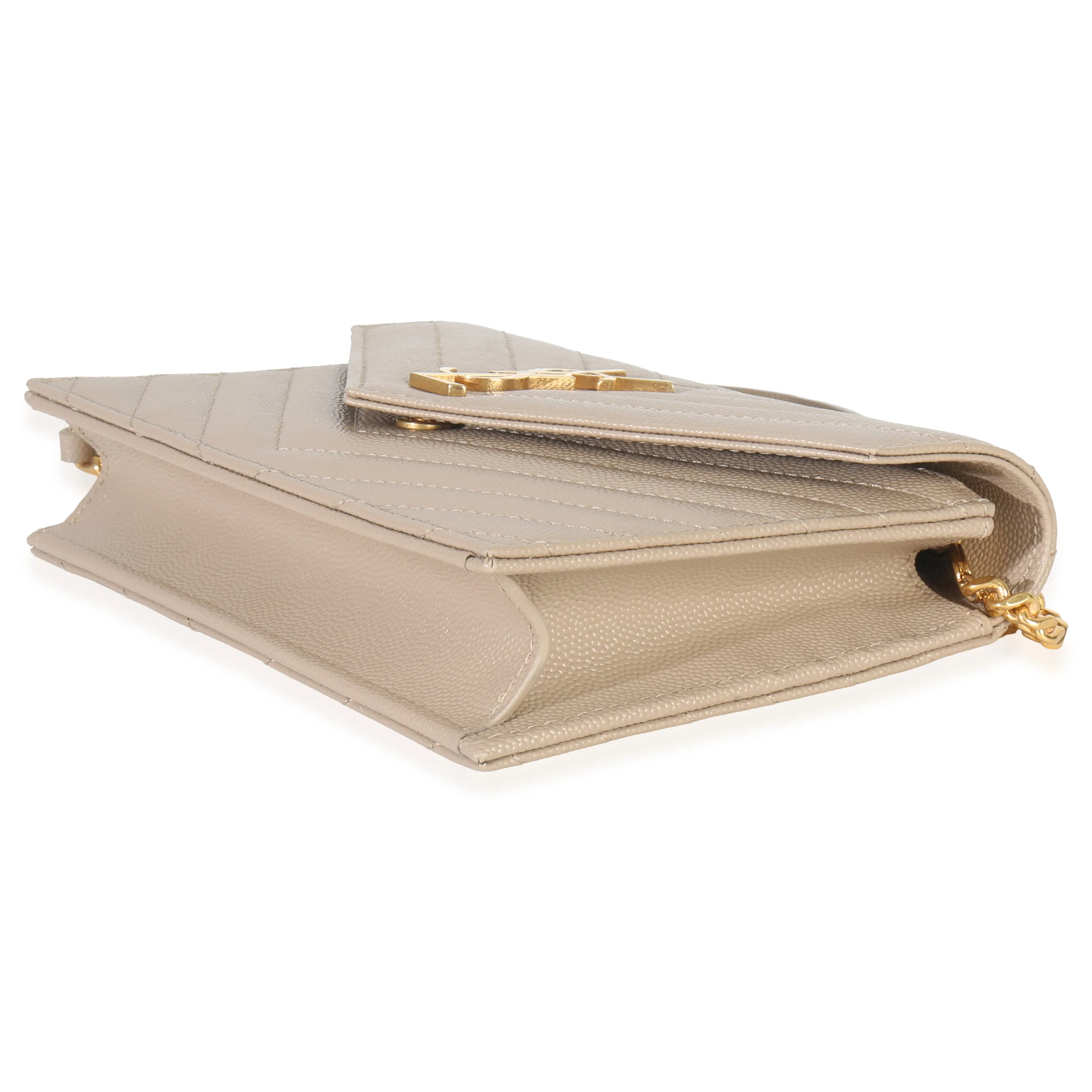 Dark Beige Grain De Poudre Cassandre Envelope Chain Wallet - Image 7