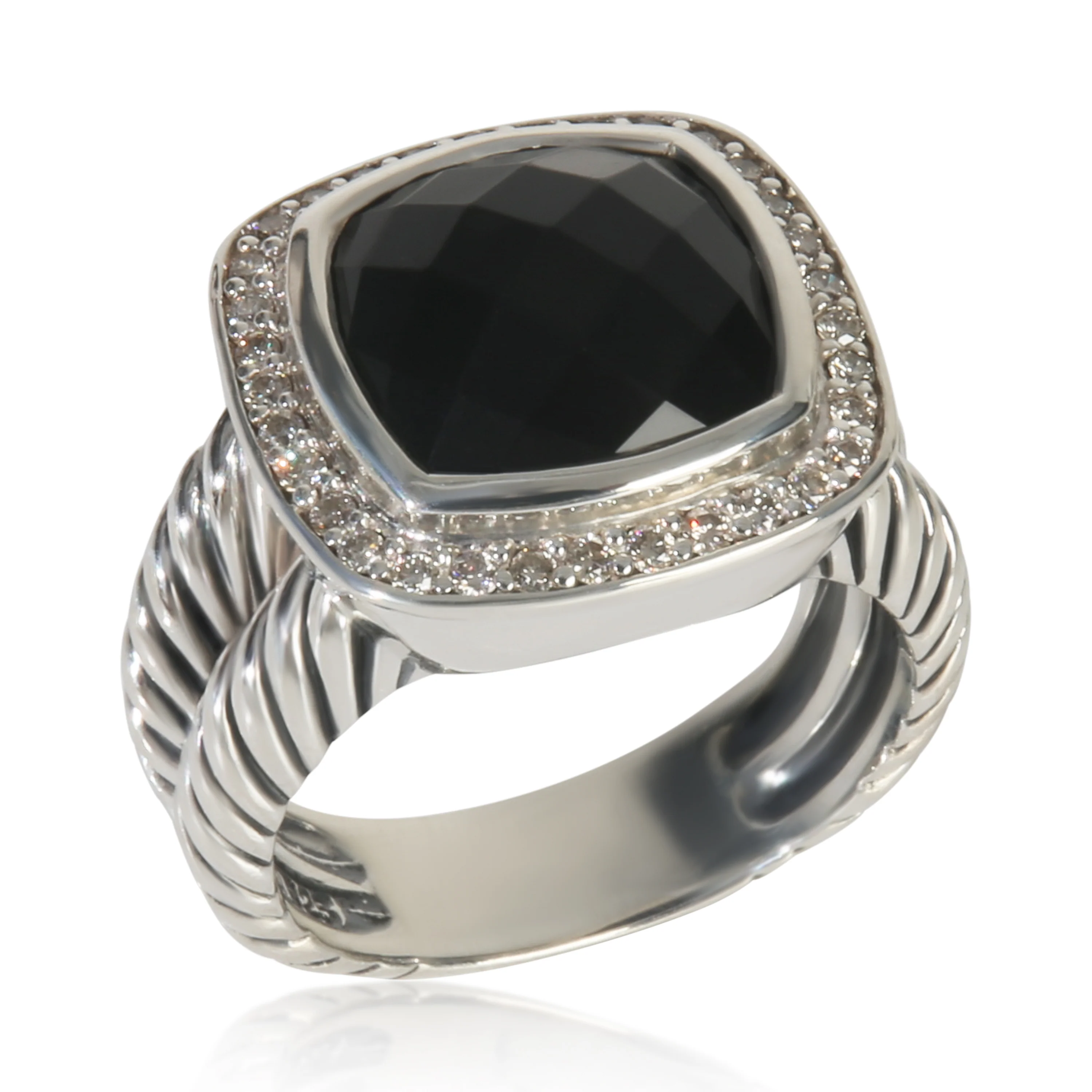 Sterling Silver Onyx and Diamond Albion Ring - Image 4