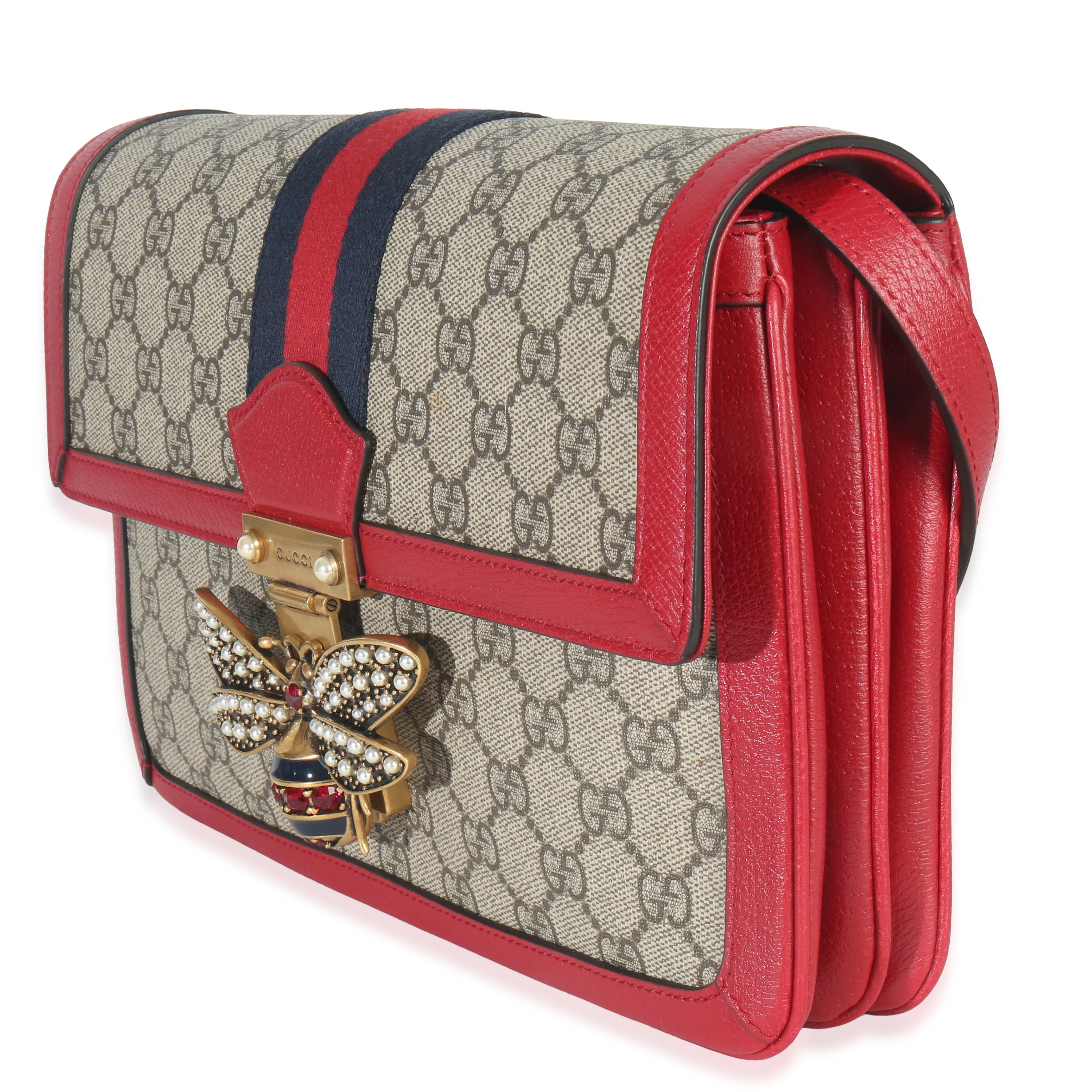 Red Calfskin GG Supreme Canvas Medium Margaret Shoulder Bag - Image 2