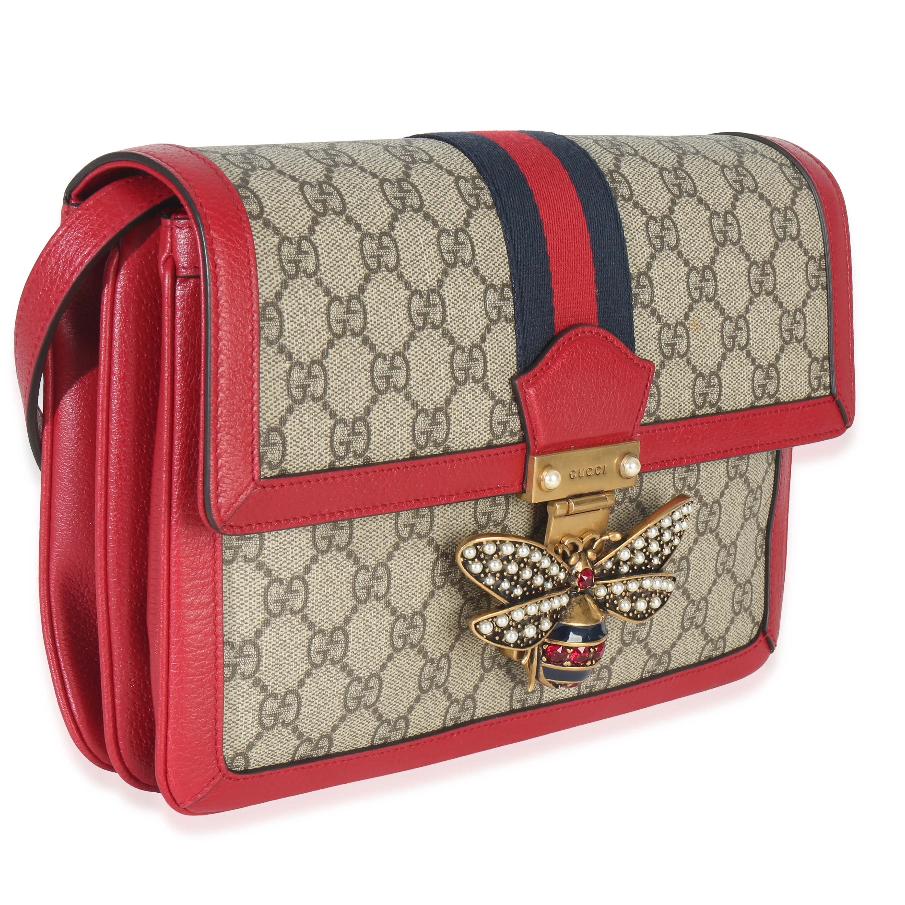 Red Calfskin GG Supreme Canvas Medium Margaret Shoulder Bag - Image 3