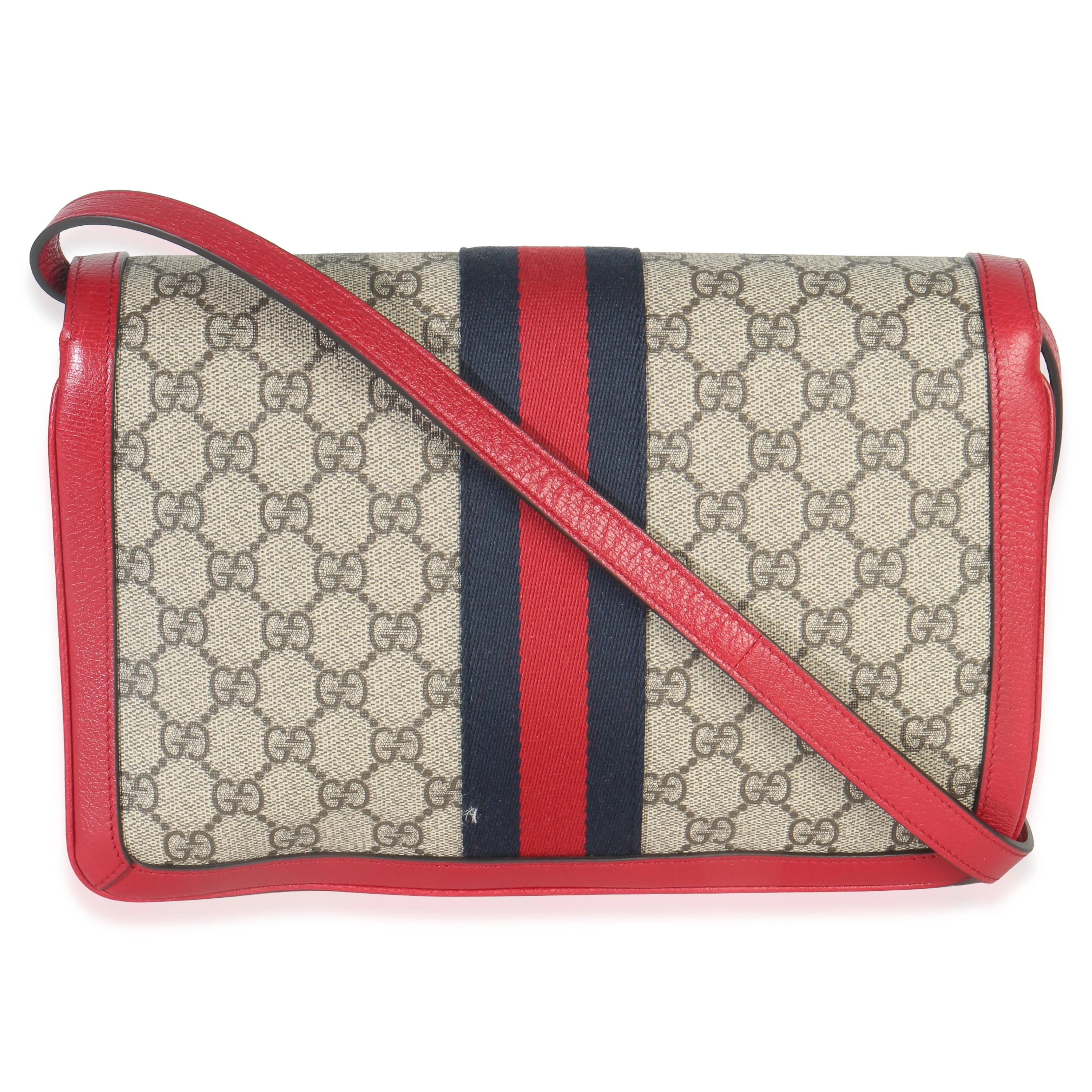 Red Calfskin GG Supreme Canvas Medium Margaret Shoulder Bag - Image 4