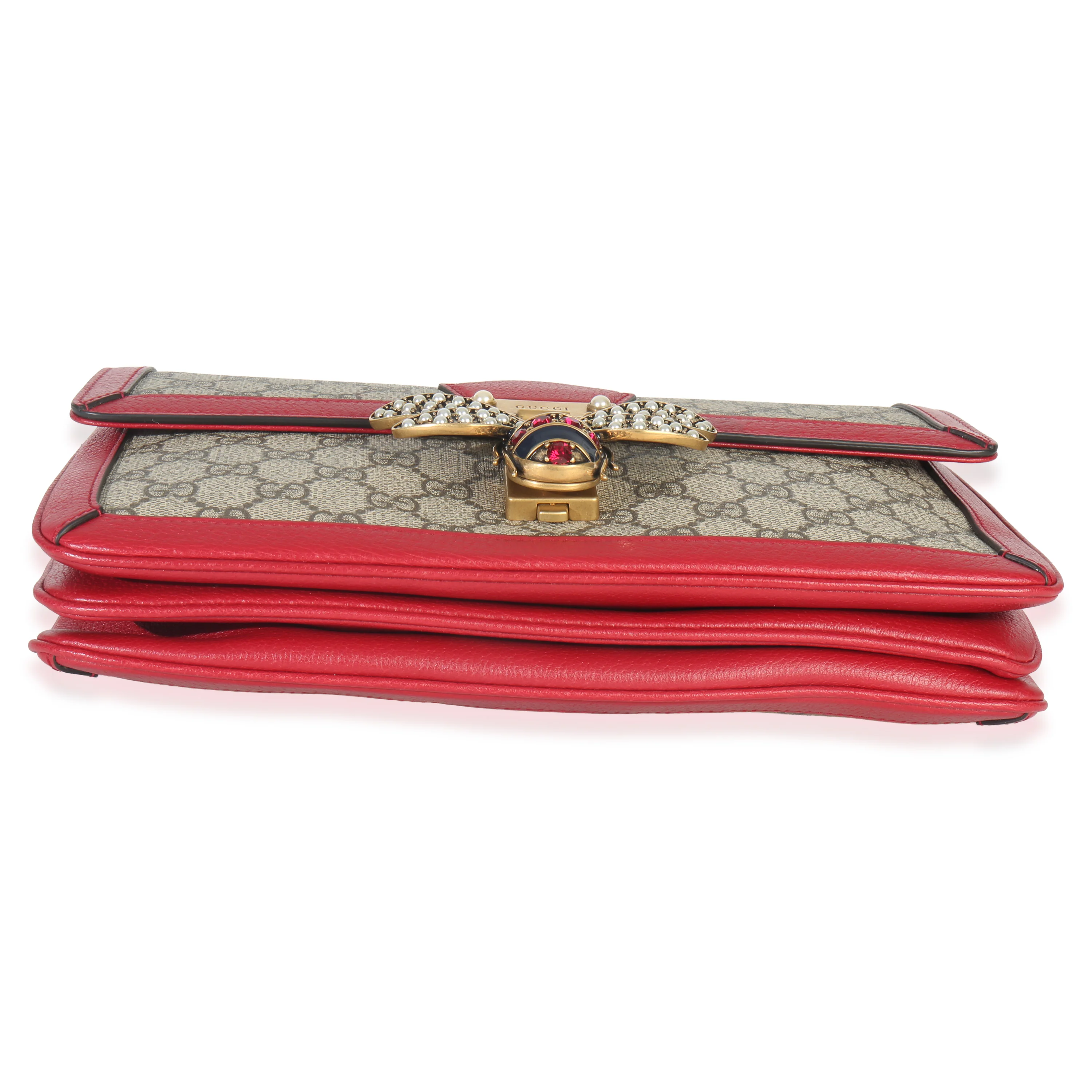 Red Calfskin GG Supreme Canvas Medium Margaret Shoulder Bag - Image 5
