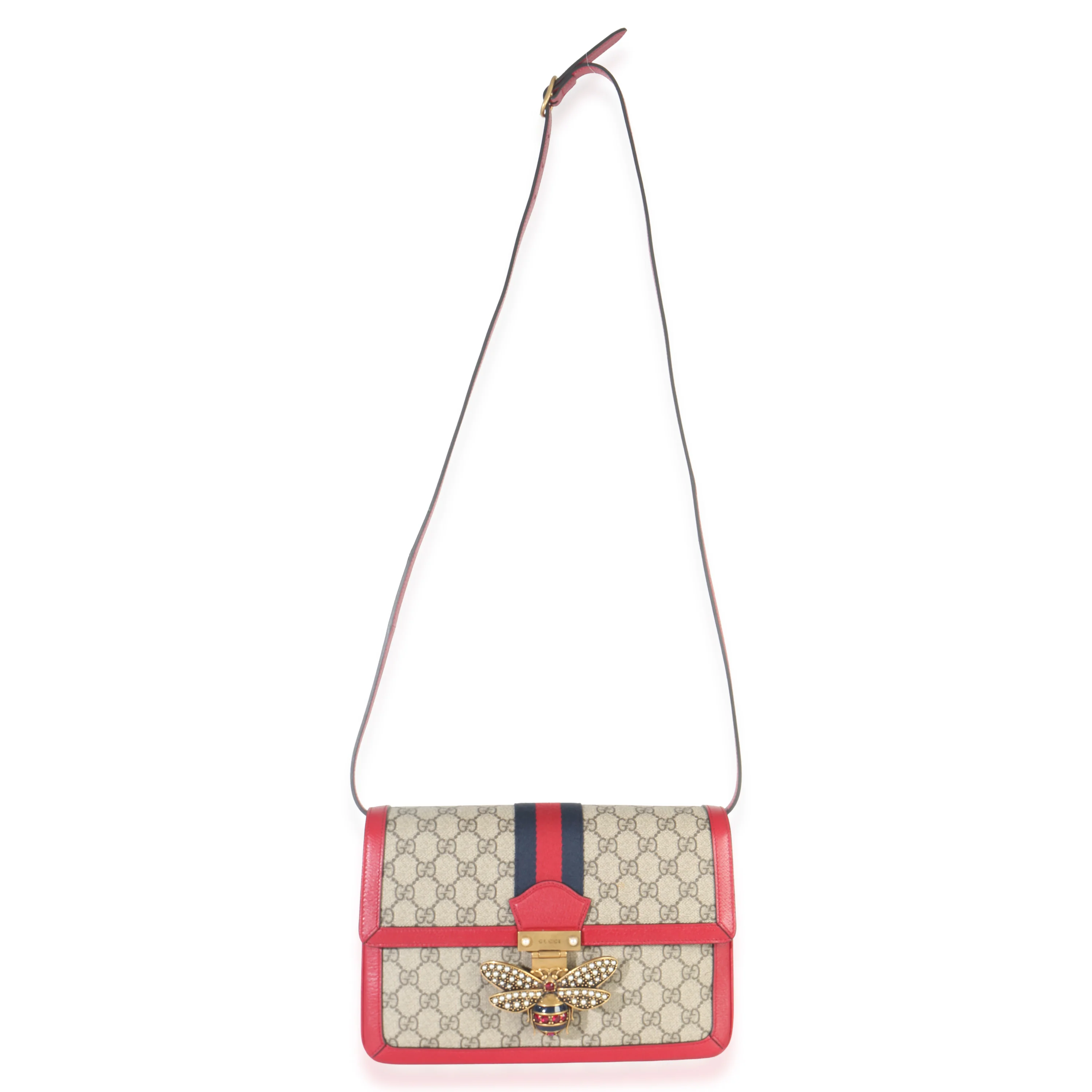 Red Calfskin GG Supreme Canvas Medium Margaret Shoulder Bag - Image 8
