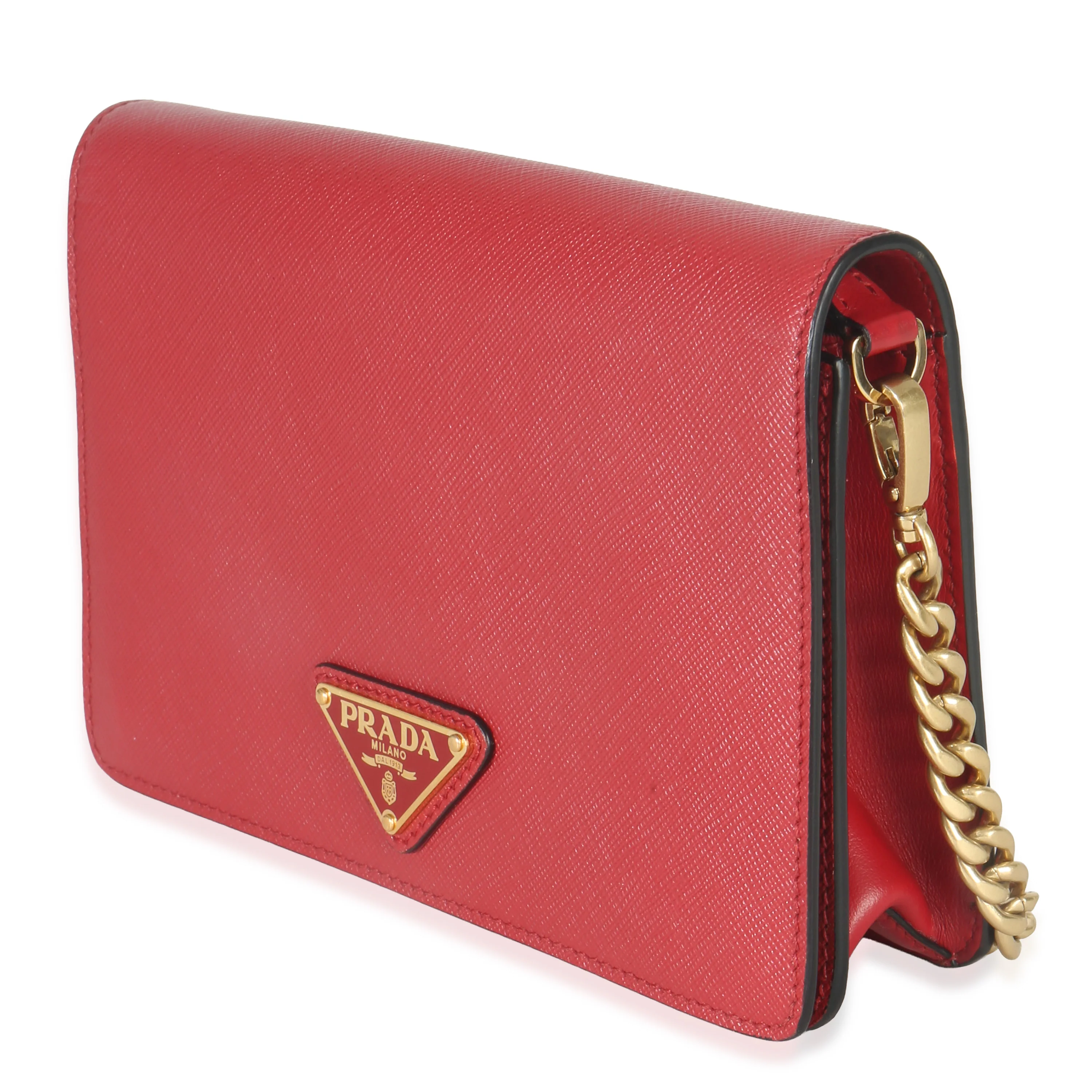 Red Saffiano Triangle Logo Mini Crossbody - Image 2