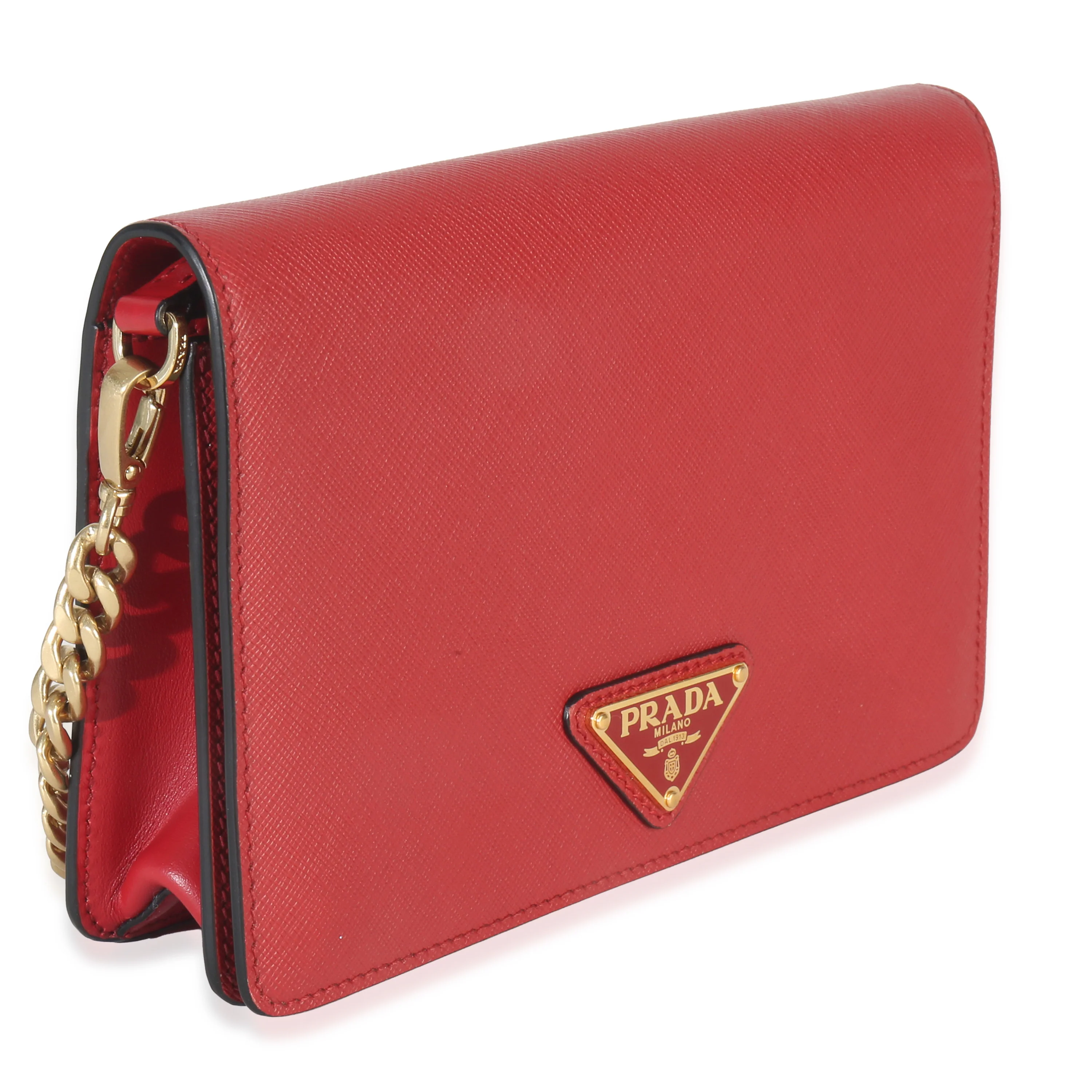 Red Saffiano Triangle Logo Mini Crossbody - Image 3