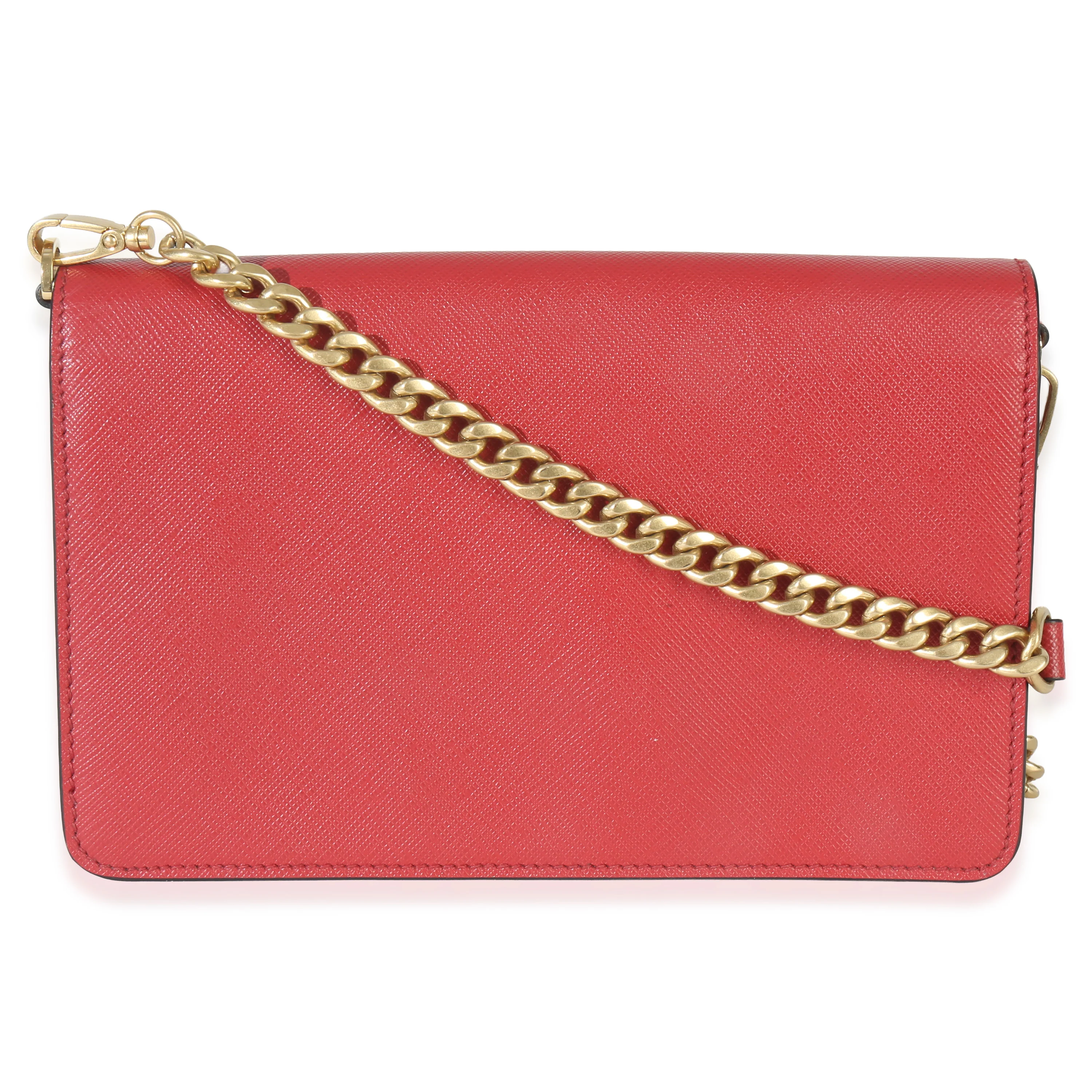 Red Saffiano Triangle Logo Mini Crossbody - Image 4