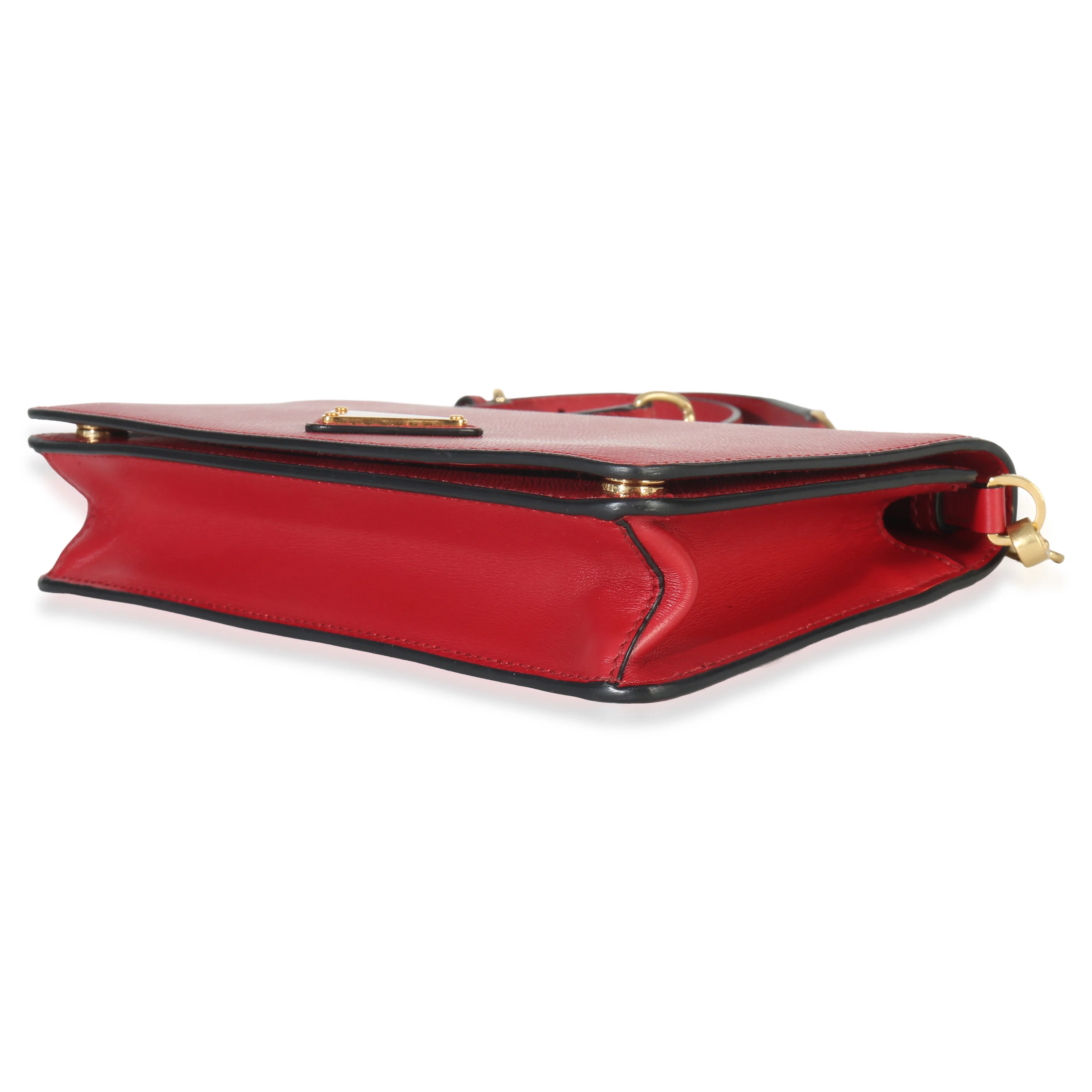 Red Saffiano Triangle Logo Mini Crossbody - Image 7