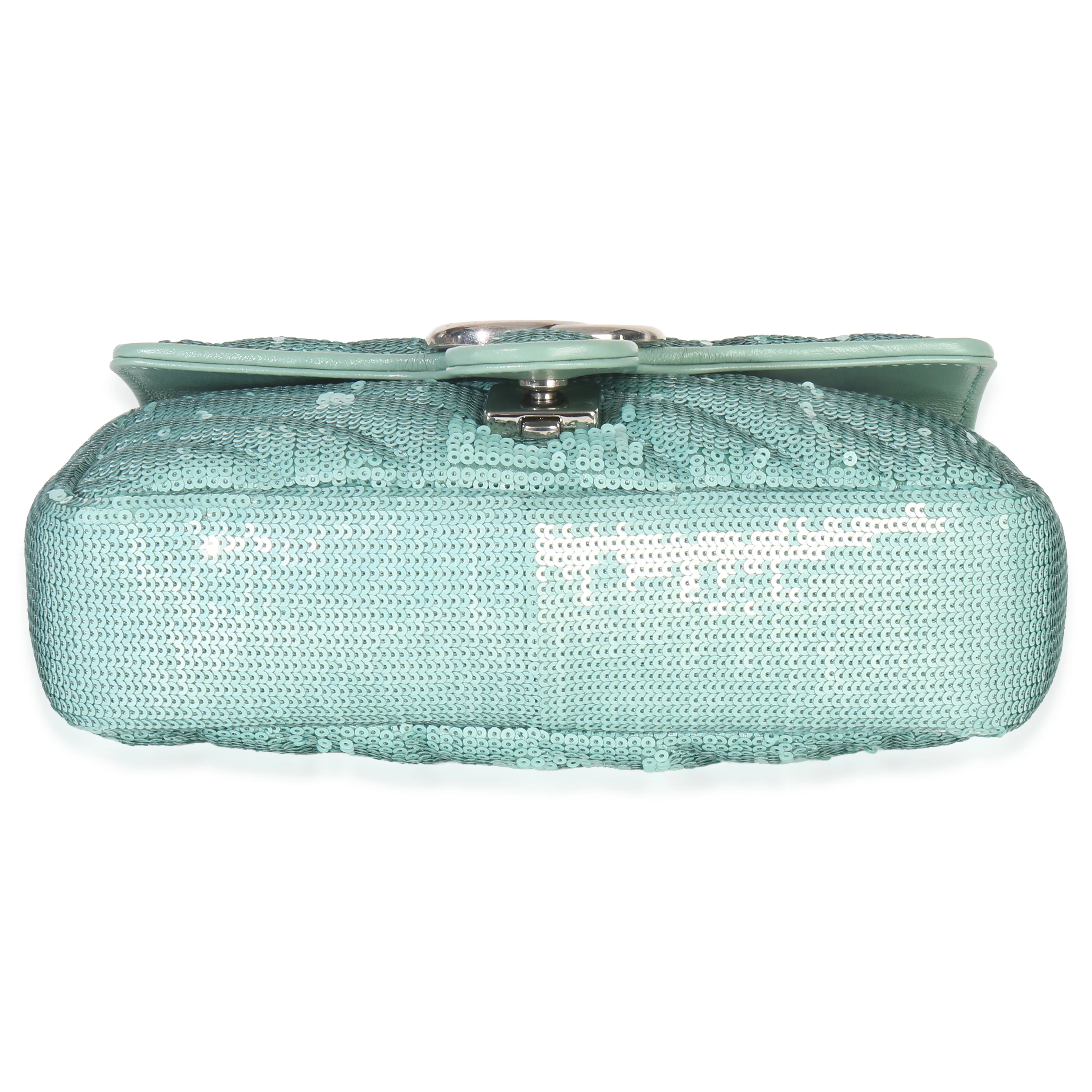 Blue Sequin Calfskin Matelasse Diagonal Small GG Marmont Shoulder Bag - Image 5