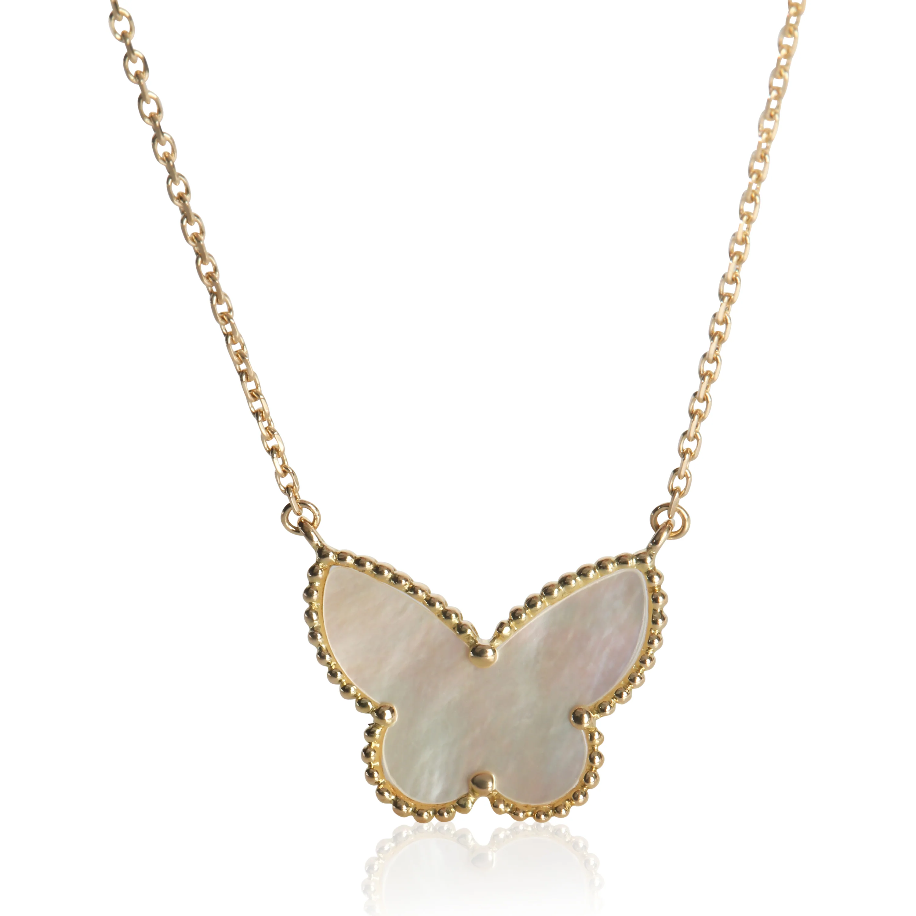Yellow Gold Mother Of Pearl Lucky Alhambra Pendant