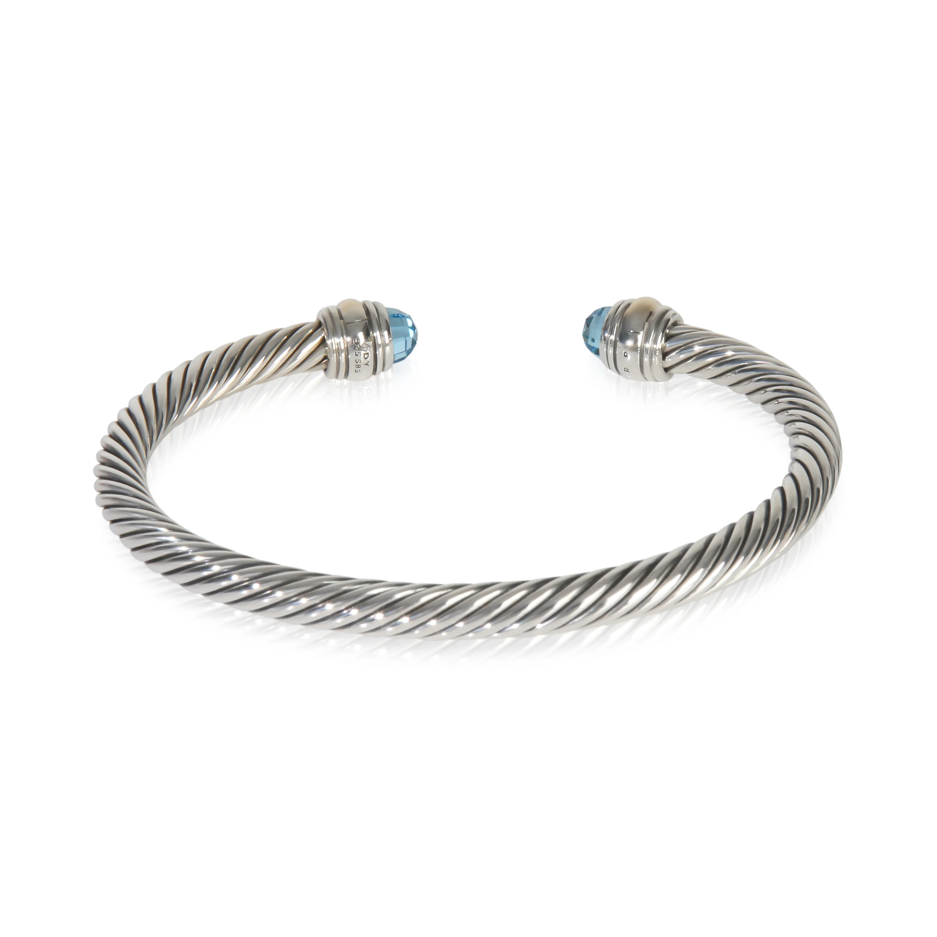 Yellow Gold & Sterling Silver Topaz Cable Classic Bracelet - Image 3