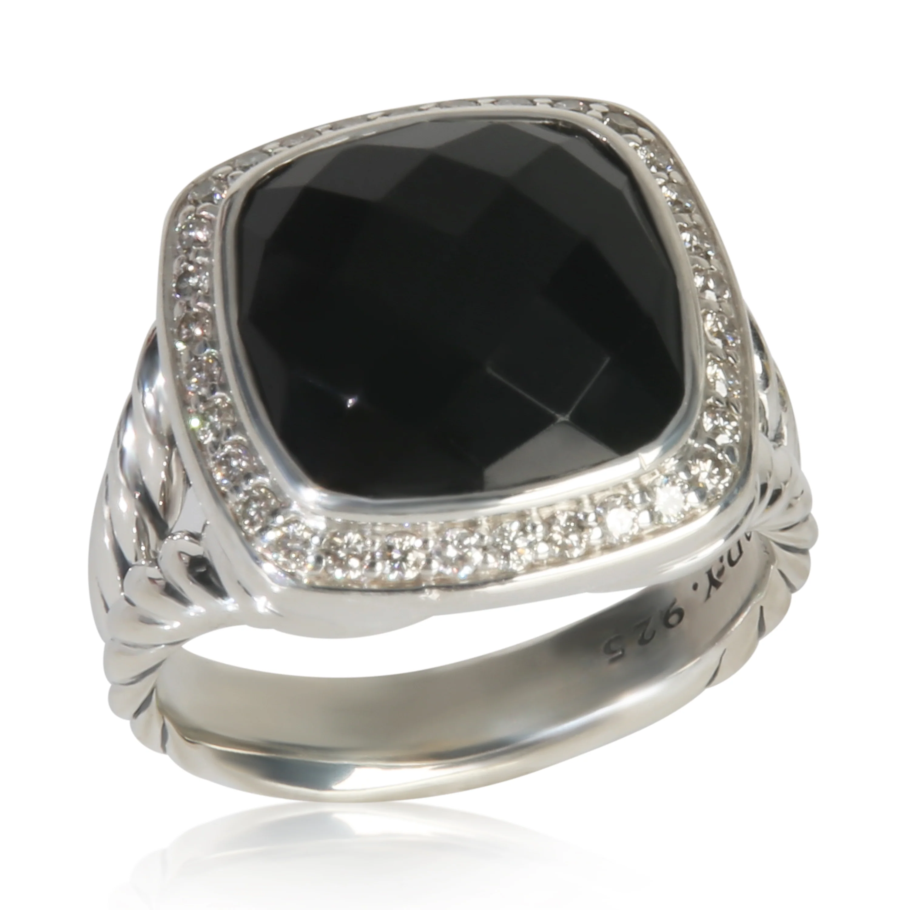 Sterling Silver Onyx and Diamond Albion Ring - Image 4